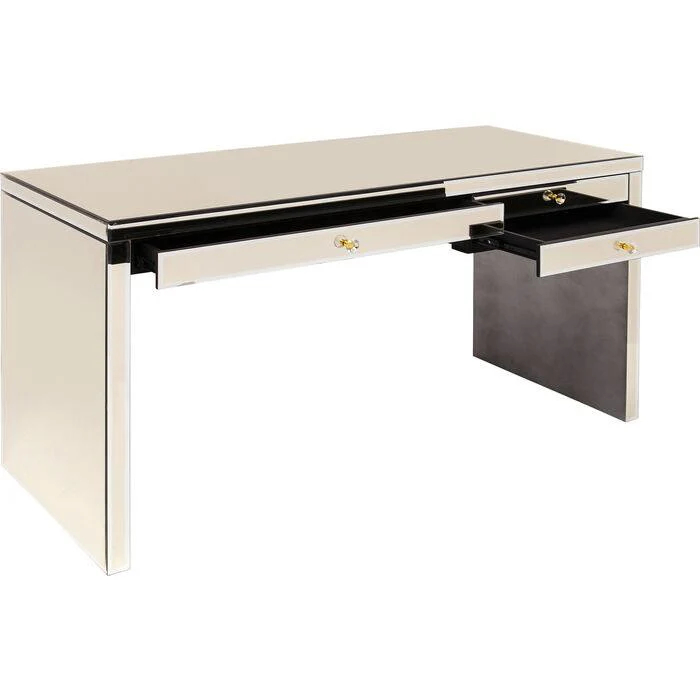 Biurko szklane LUXURY PEARL szampański - Image 4