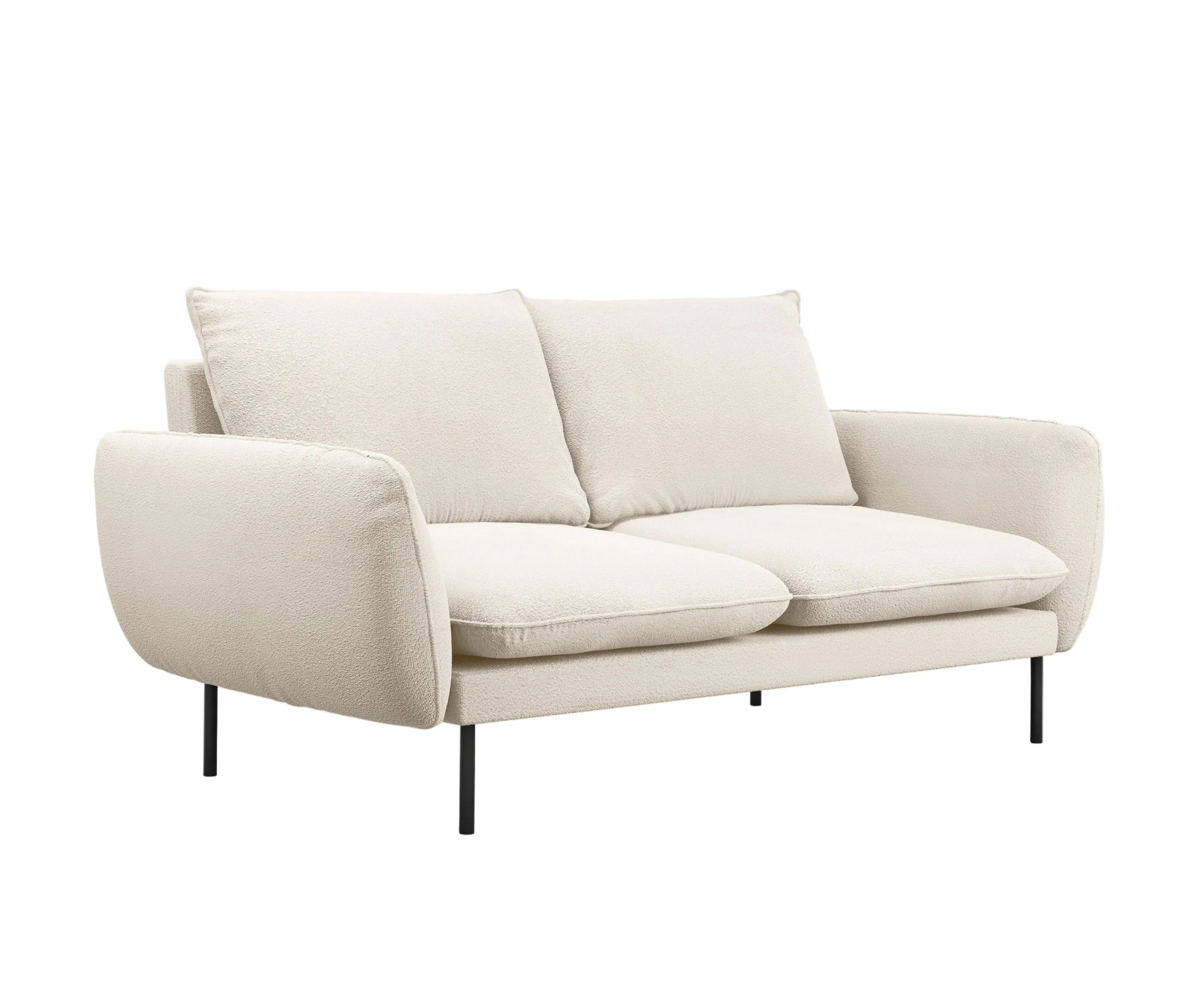 Sofa 2-osobowa VIENNA beżowy boucle z czarną podstawą