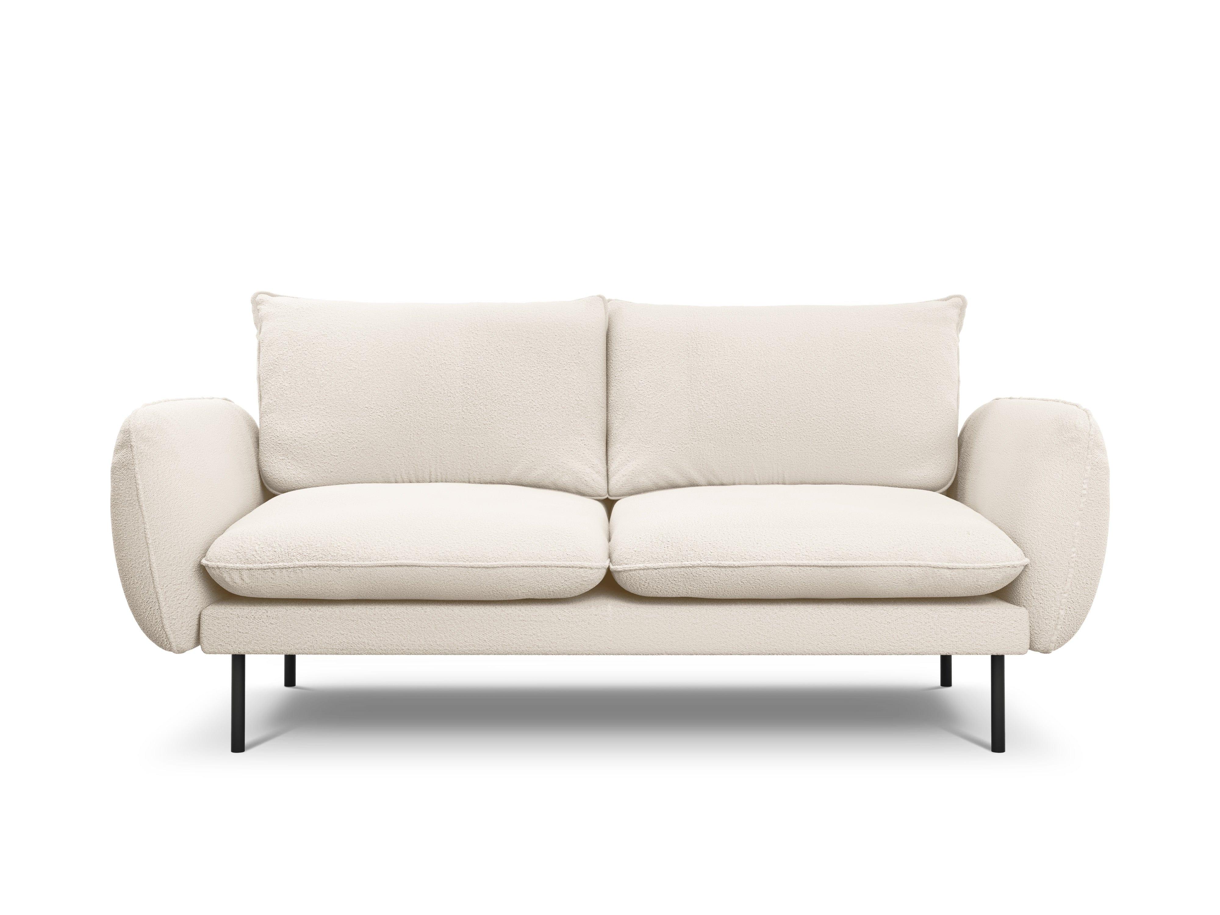 Sofa 2-osobowa VIENNA beżowy boucle z czarną podstawą - Image 3