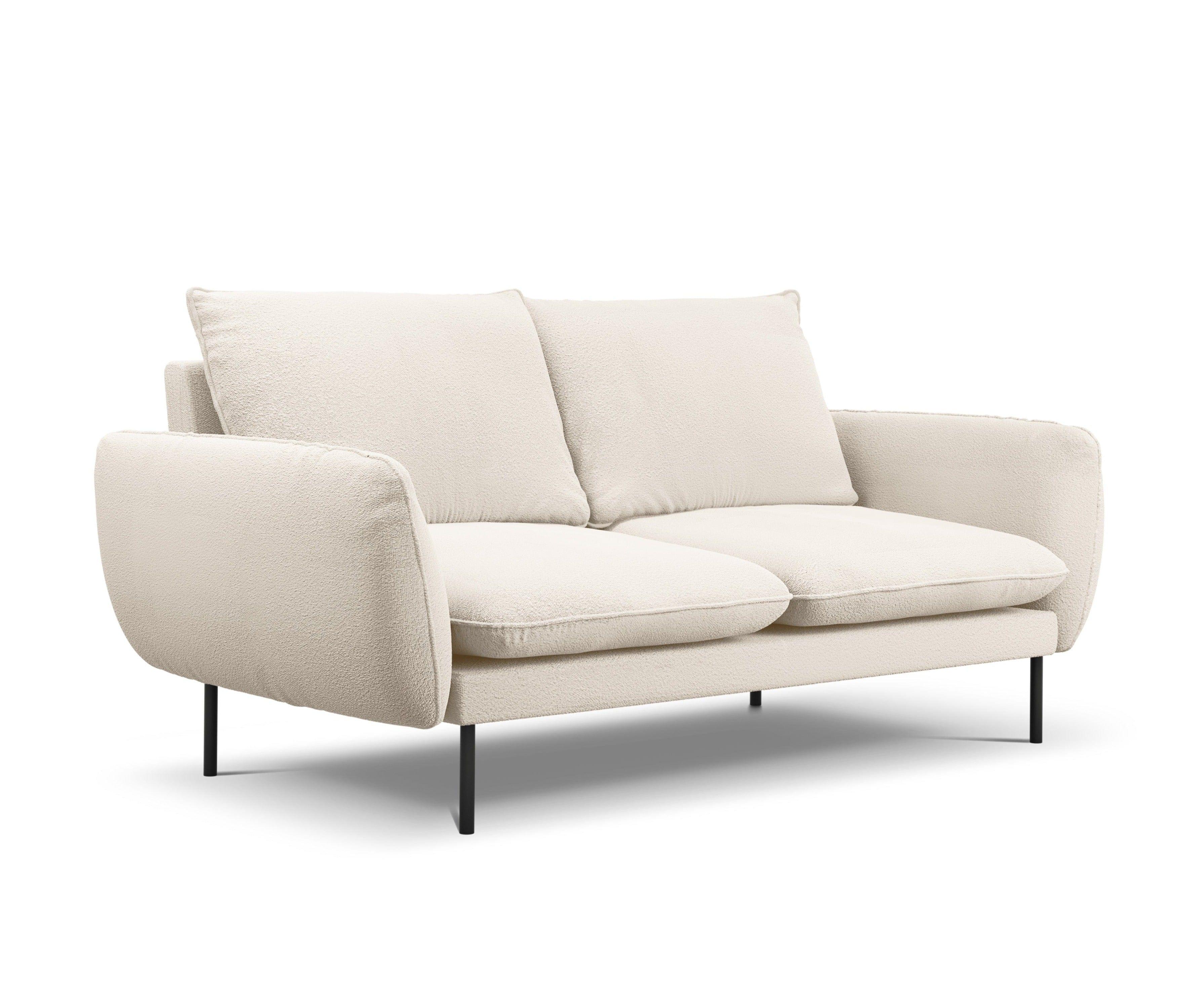 Sofa 2-osobowa VIENNA beżowy boucle z czarną podstawą - Image 6