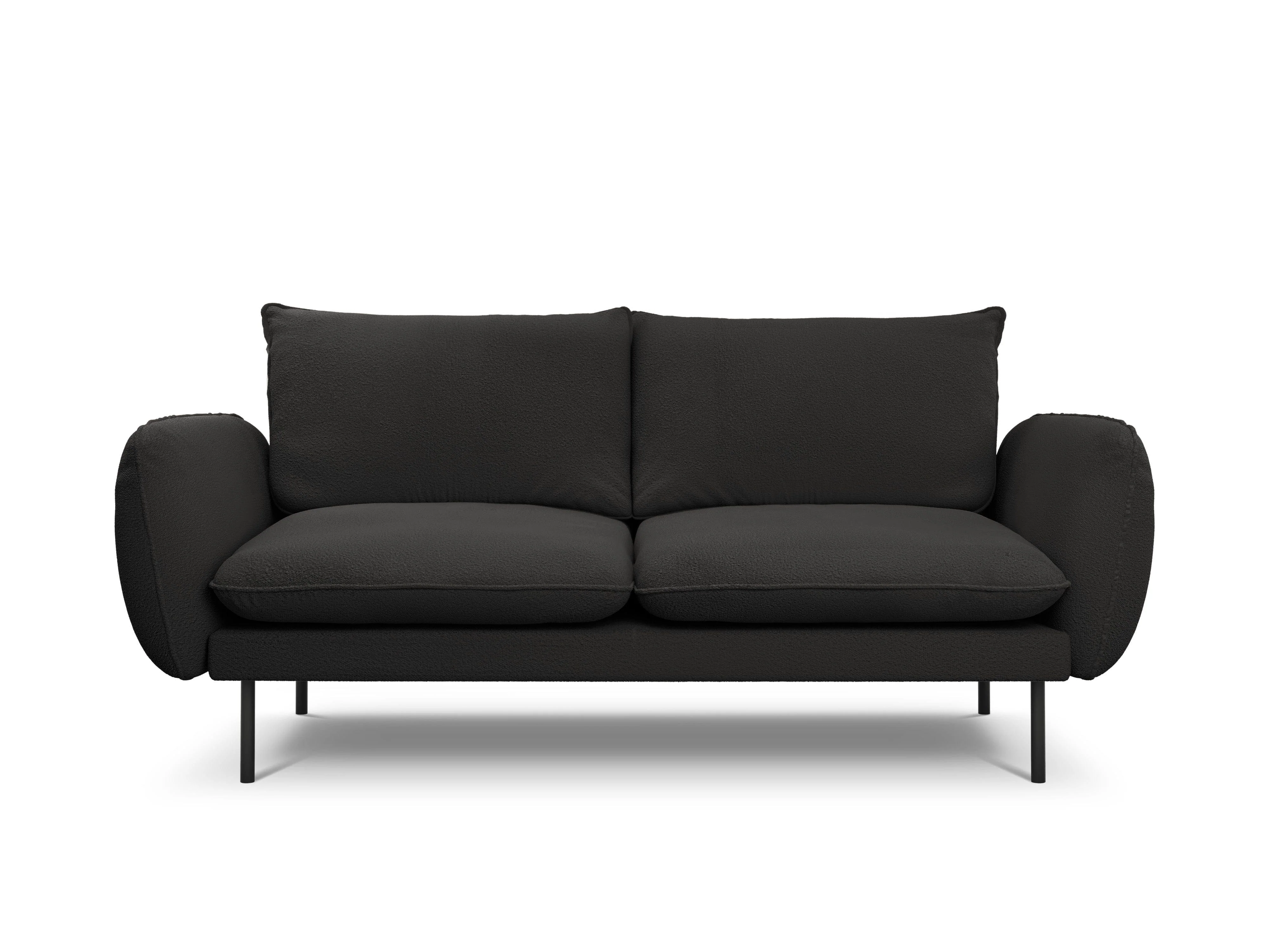 Sofa 2-osobowa VIENNA czarny boucle z czarną podstawą - Image 3