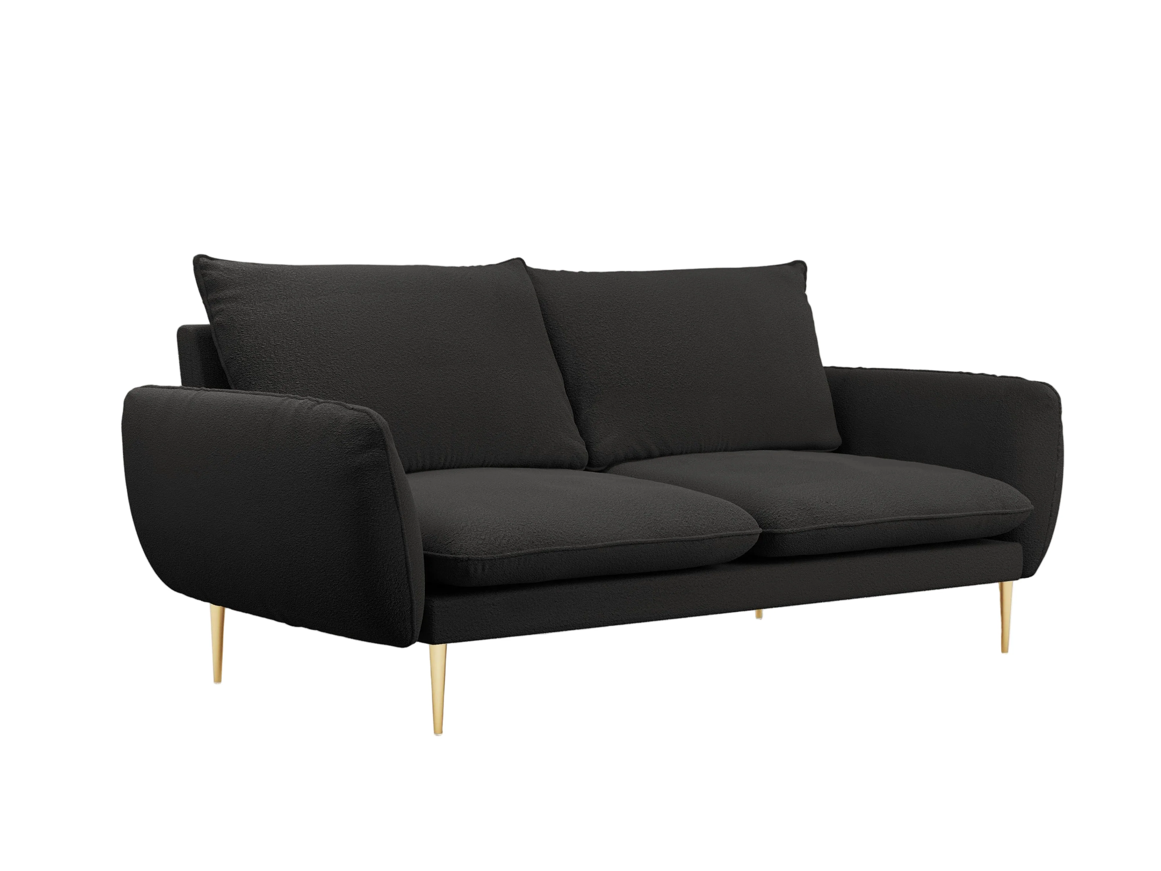 Sofa 3-osobowa VIENNA czarny boucle ze złotą podstawą