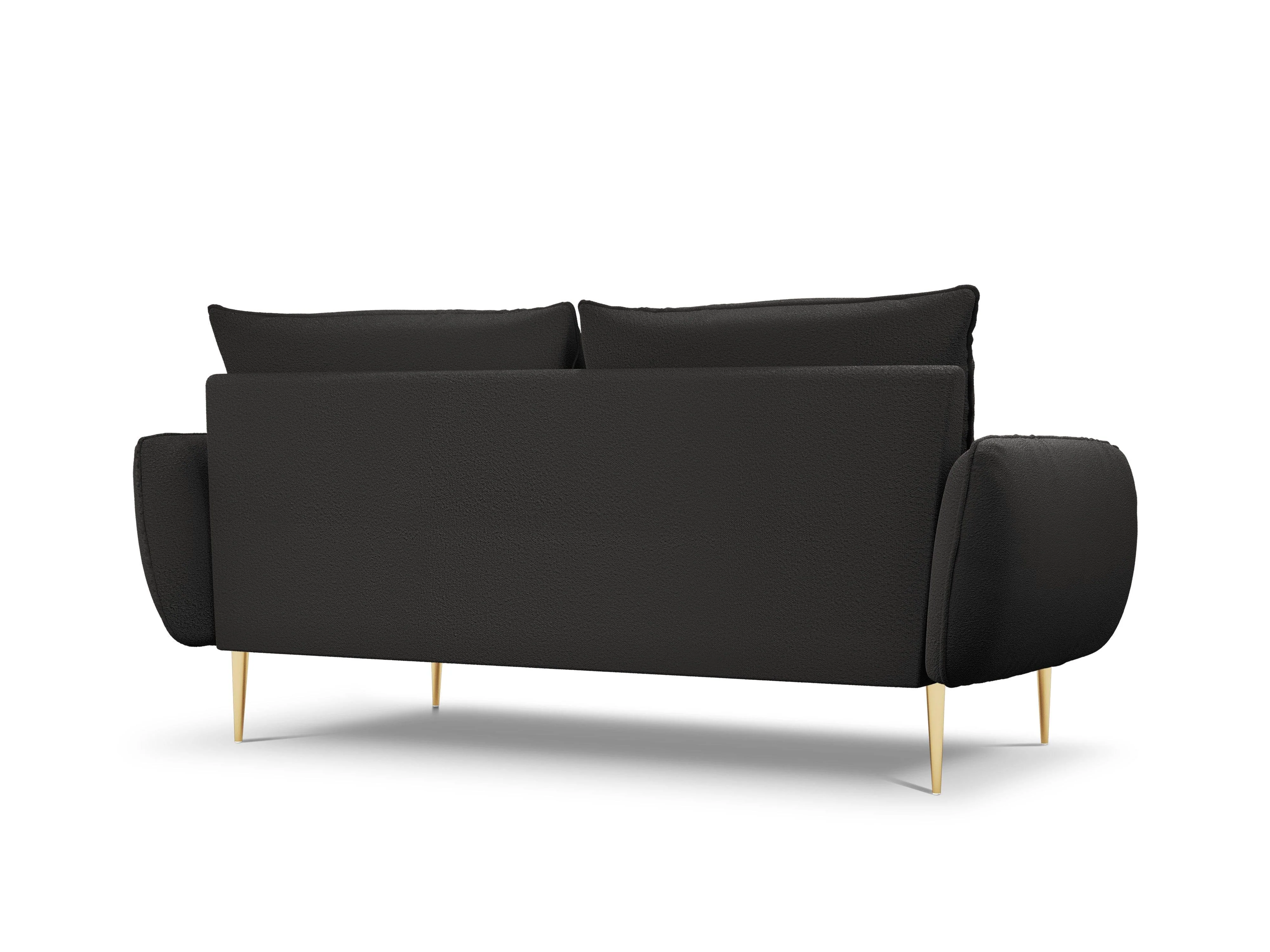 Sofa 3-osobowa VIENNA czarny boucle ze złotą podstawą - Image 8