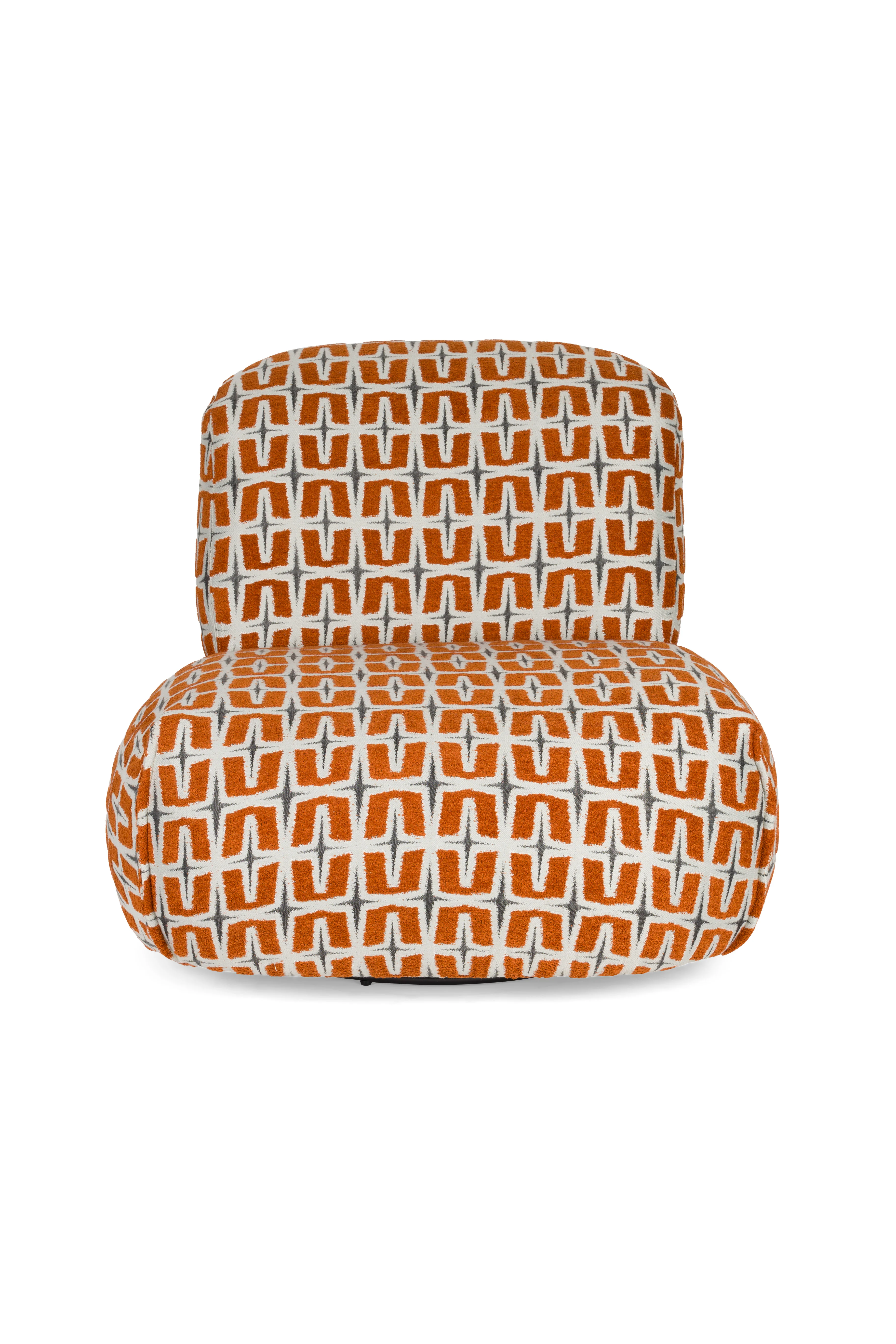 Fotel RITZ pomarańczowy z geometrycznym wzorem - Image 3