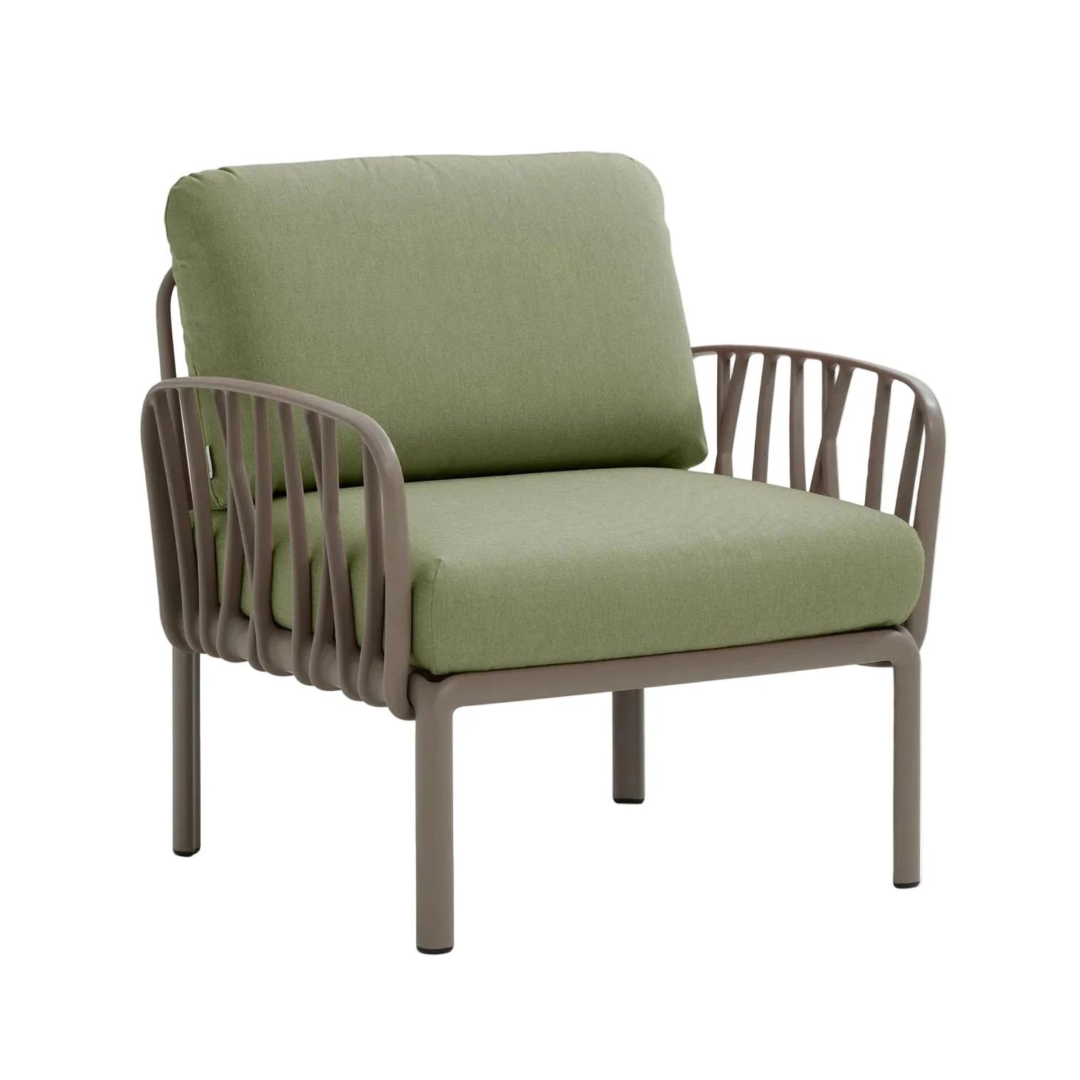 Fotel zewnętrzny KOMODO ciemnozielony Sunbrella® z taupe podstawą