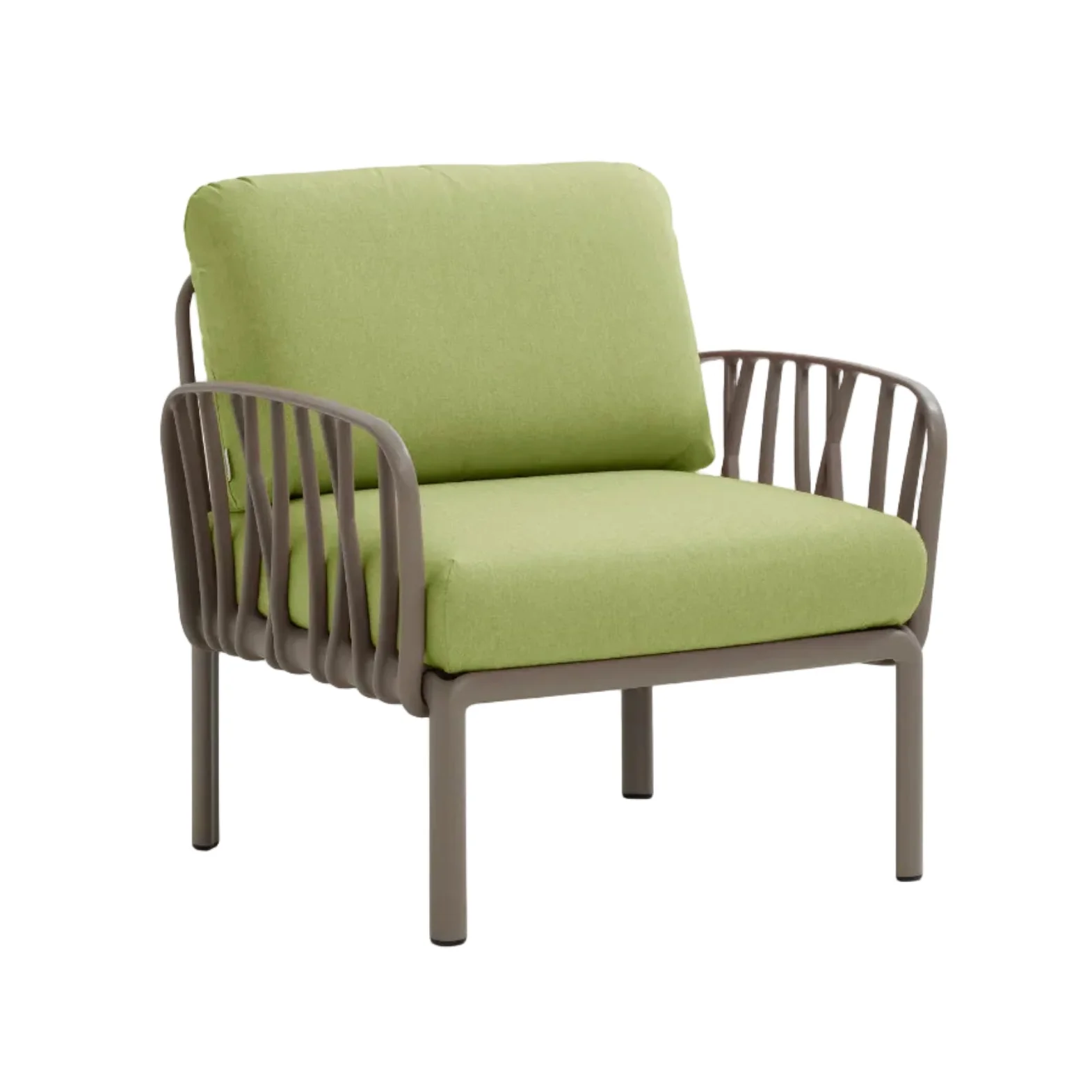 Fotel zewnętrzny KOMODO zielony Sunbrella® z taupe podstawą