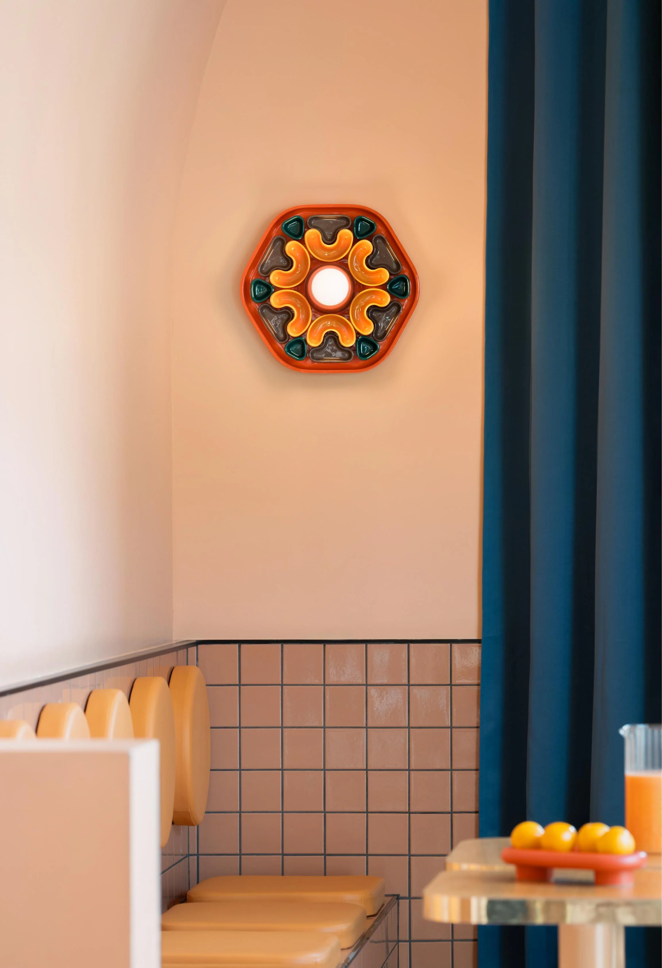 Kinkiet ceramiczny PHYTIA niebieski z żółtym, pomarańczowym i brązowym - Image 3