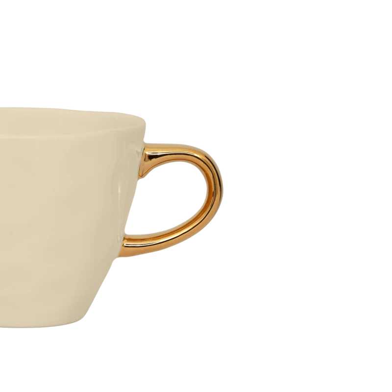 Kubek ceramiczny GOOD MORNING kremowy ze złotym - Image 3
