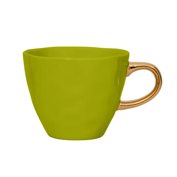 Kubek ceramiczny GOOD MORNING zielony ze złotym