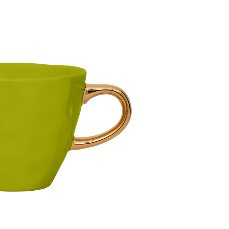 Kubek ceramiczny GOOD MORNING zielony ze złotym - Image 3