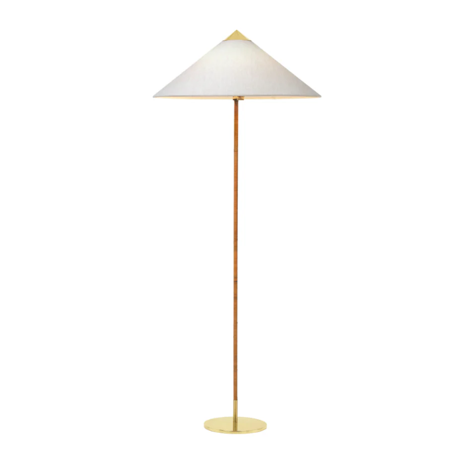 Lampa podłogowa 9602 mosiądz z białym kloszem