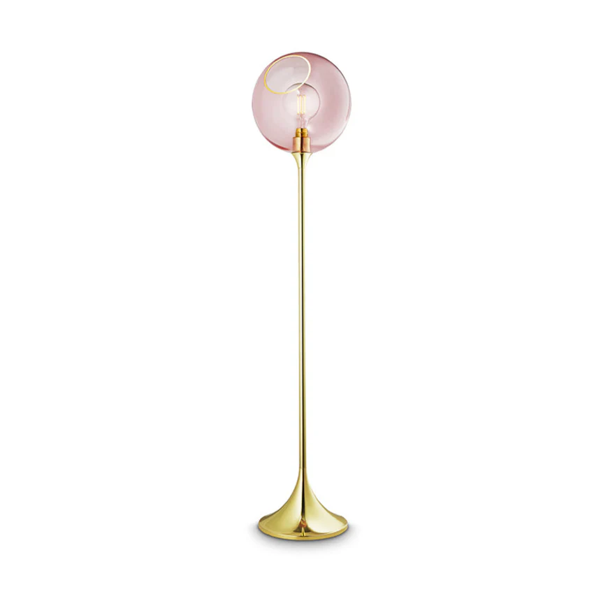 Lampa podłogowa BALLROOM różowy ze złotą podstawą