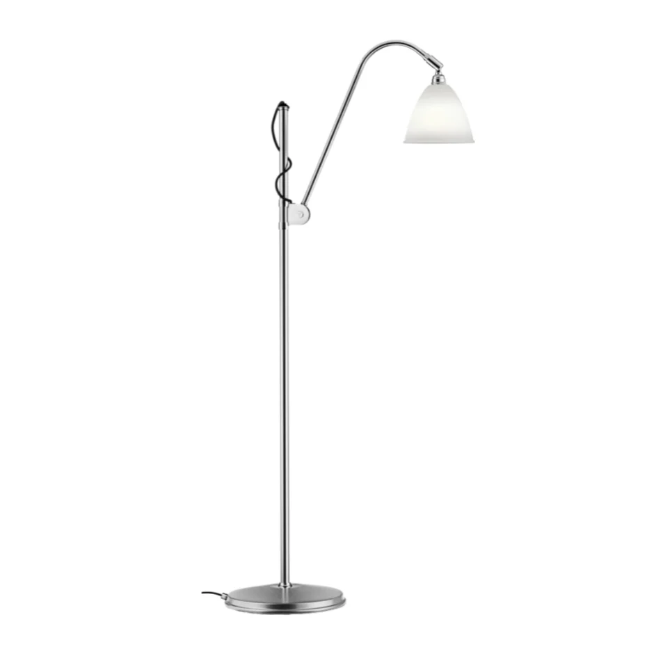 Lampa podłogowa BESTLITE BL3 chrom z porcelanowym kloszem