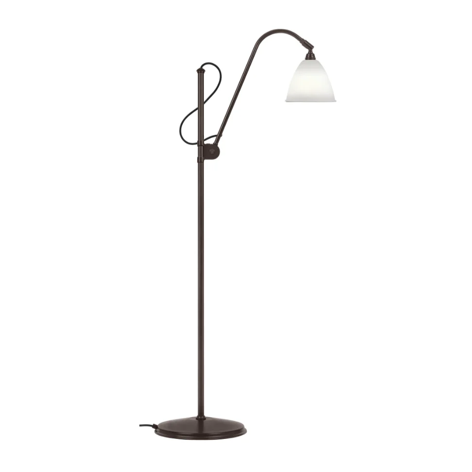 Lampa podłogowa BESTLITE BL3 czarny z porcelanowym kloszem