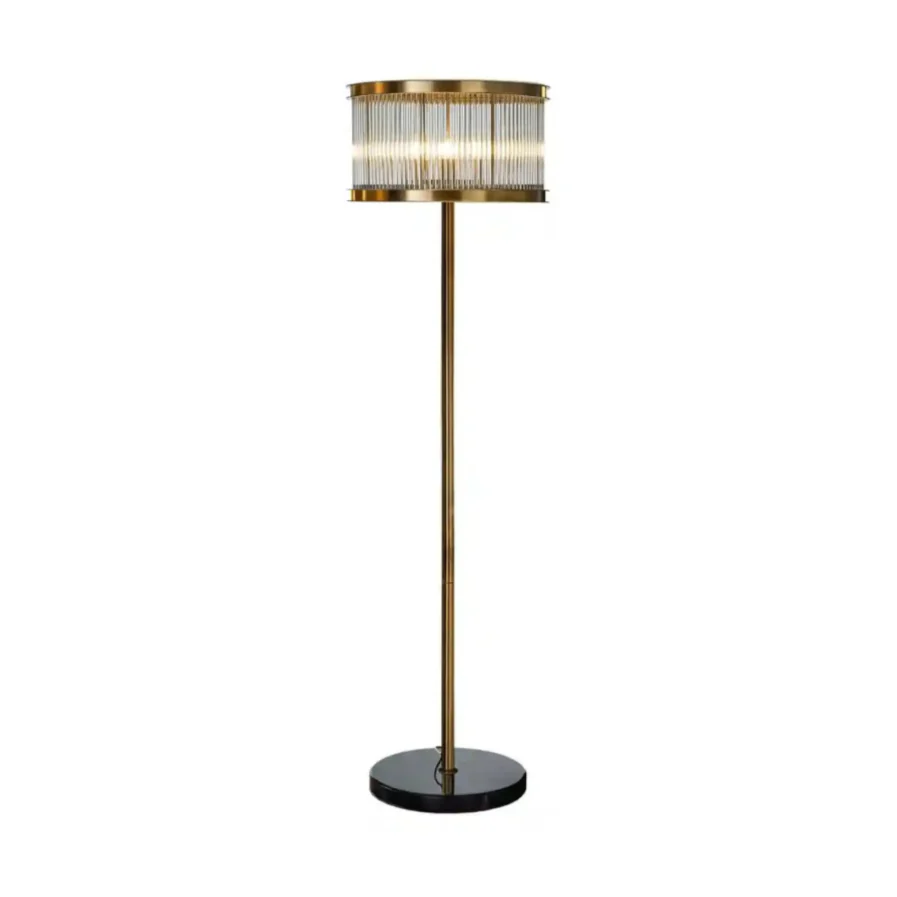 Lampa podłogowa DAGMAR szkło ze złotą podstawą