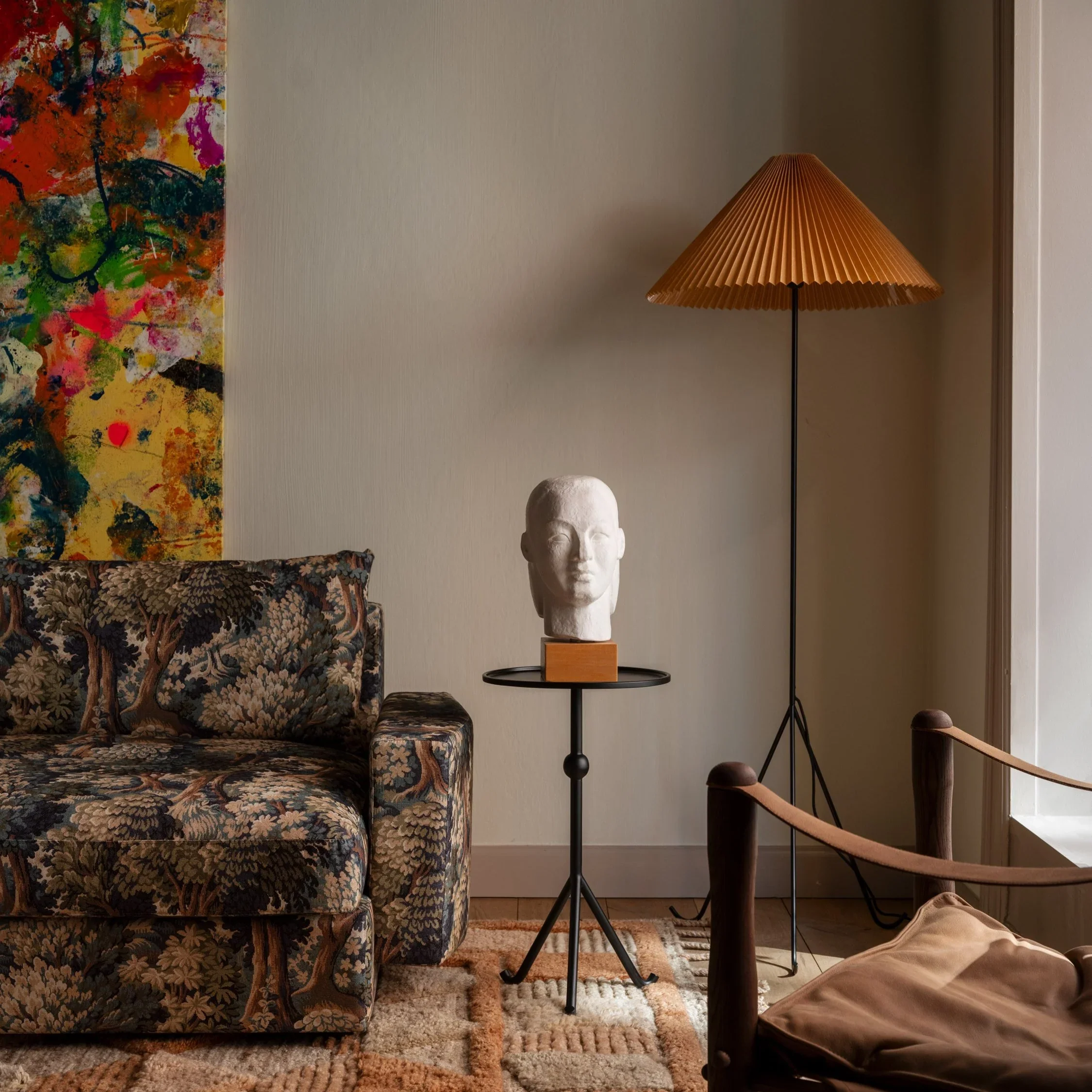 Lampa podłogowa GERALDINE ochra z czarną podstawą - Image 2