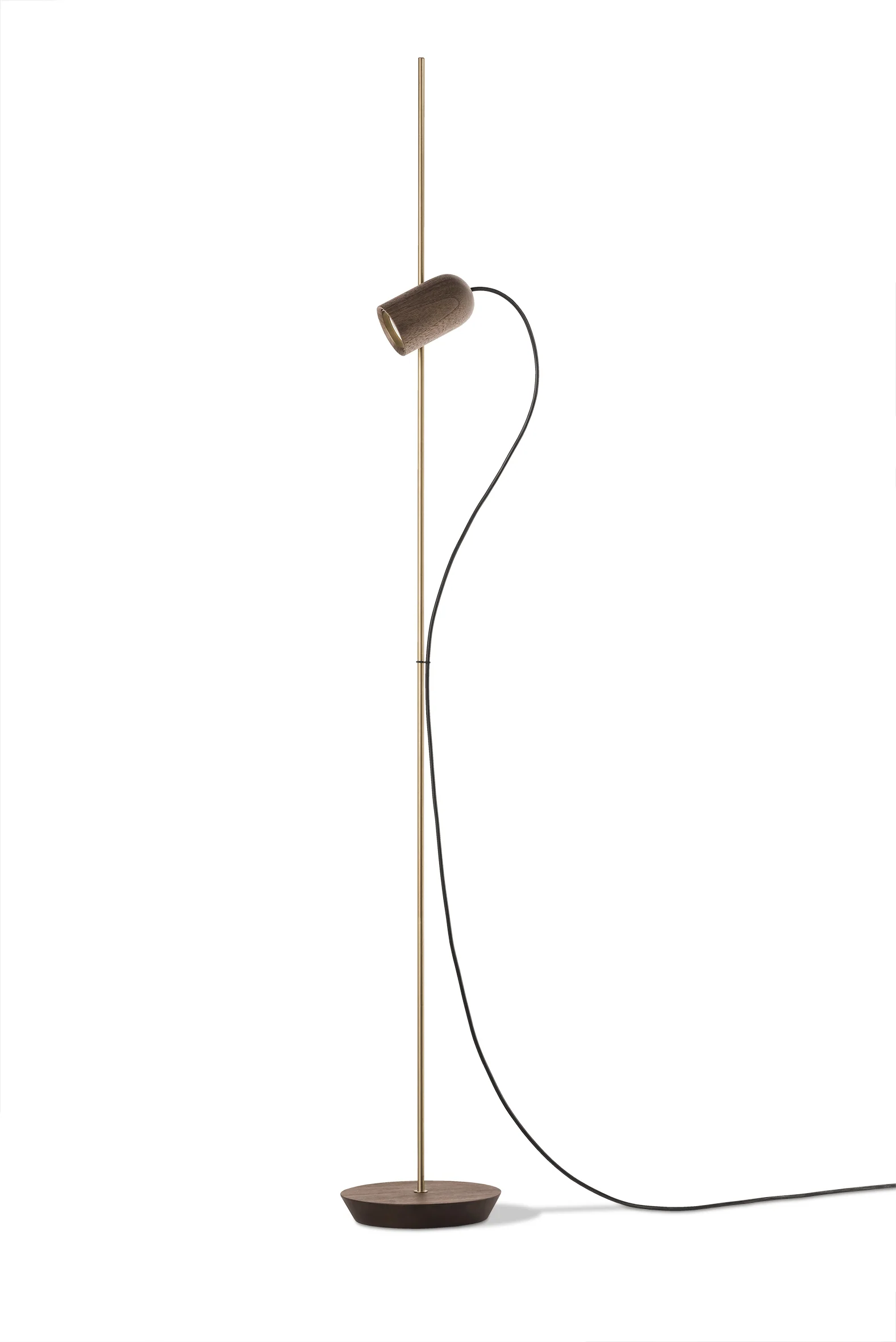 Lampa podłogowa ONFA drewno orzechowe z mosiężnym wykończeniem - Image 4