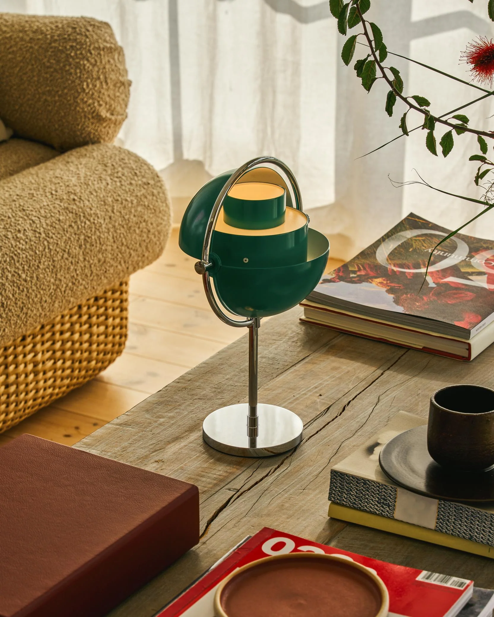 Lampa przenośna MULTI-LITE zielony butelkowy z chromowaną podstawą - Image 7