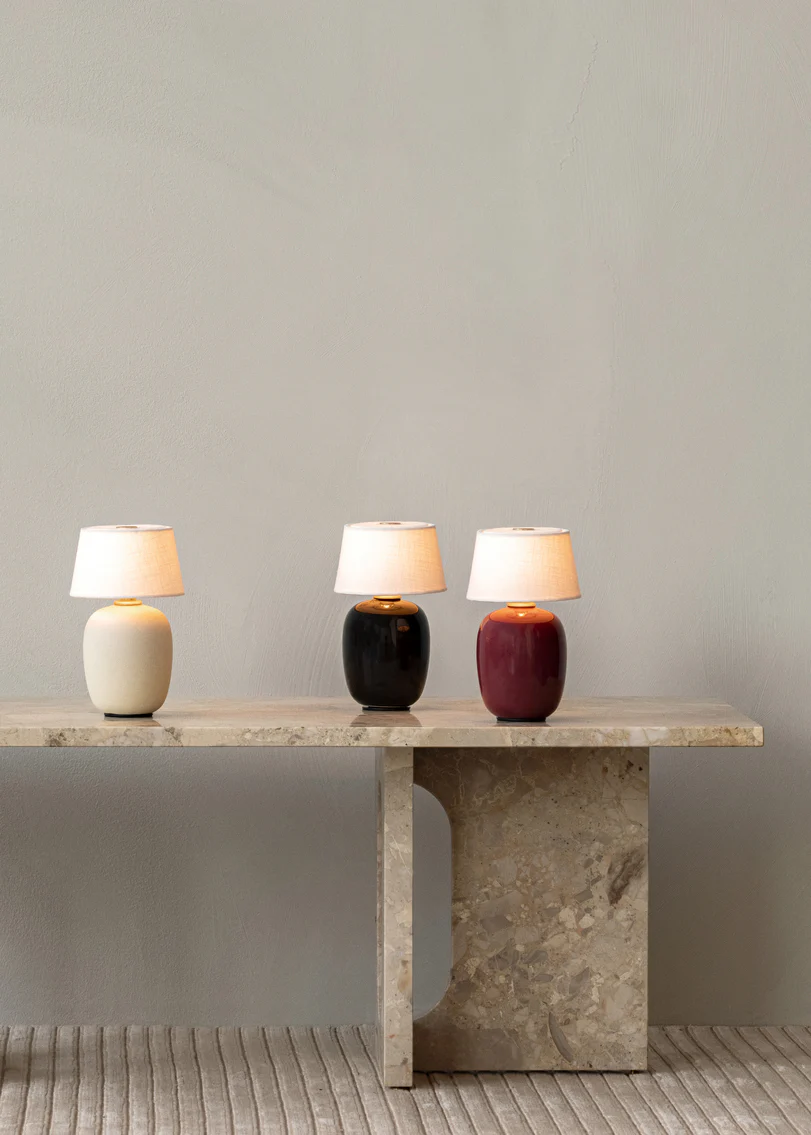 Lampa przenośna TORSO bordowa ceramika z białym kloszem - Image 4