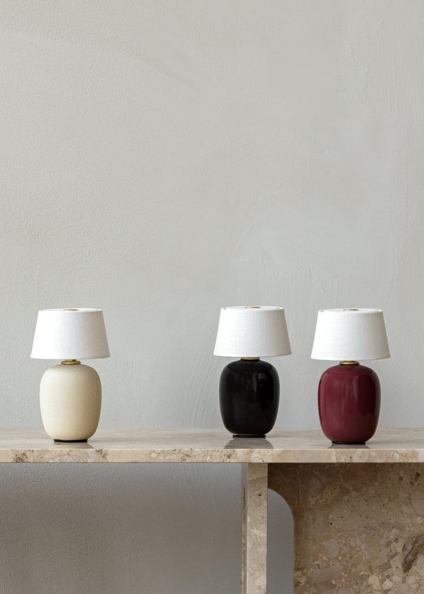 Lampa przenośna TORSO bordowa ceramika z białym kloszem - Image 5