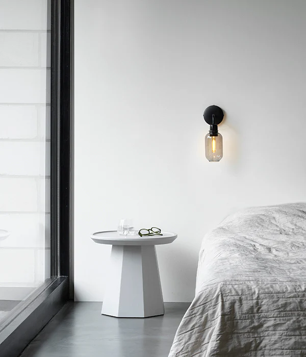 Lampa ścienna AMP szkło dymione z czarnym marmurem - Image 4