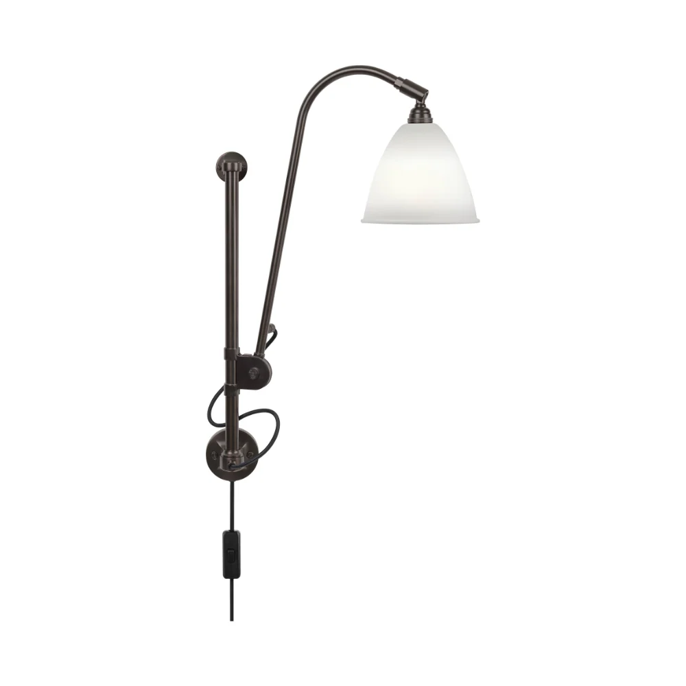 Lampa ścienna z wysięgnikiem regulowana BESTLITE BL5 czarny z porcelanowym kloszem