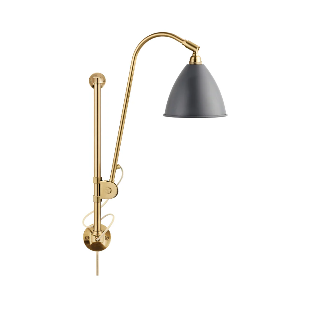 Lampa ścienna BESTLITE BL5 mosiądz z szarym kloszem