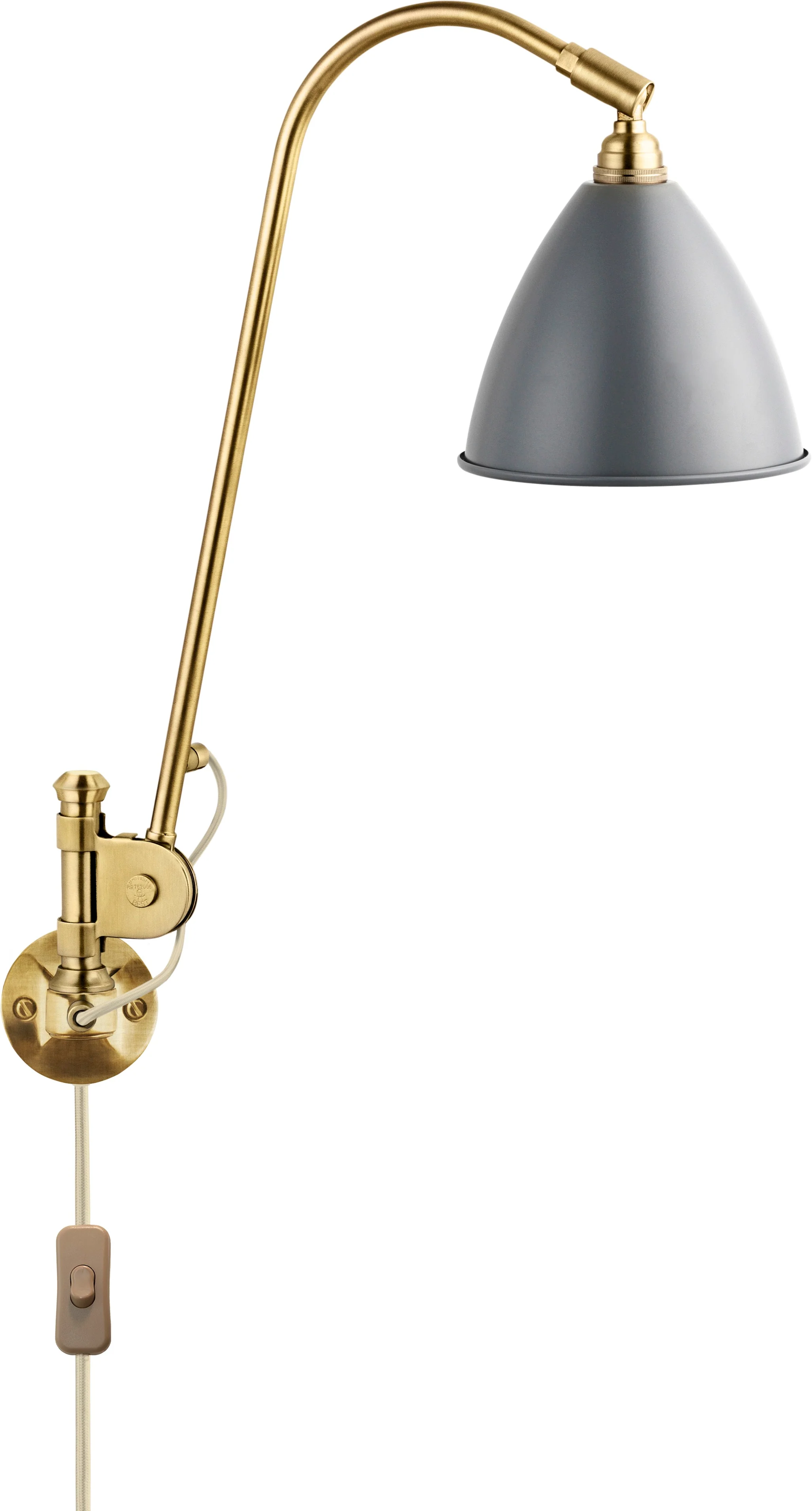 Lampa ścienna BESTLITE BL5 mosiądz z szarym kloszem - Image 3