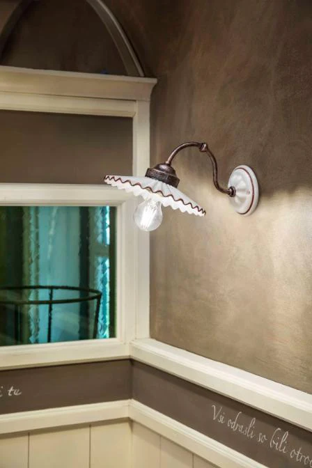 Lampa ścienna ceramiczna L’AQUILA biały z mokka i antycznym miedzianym - Image 2