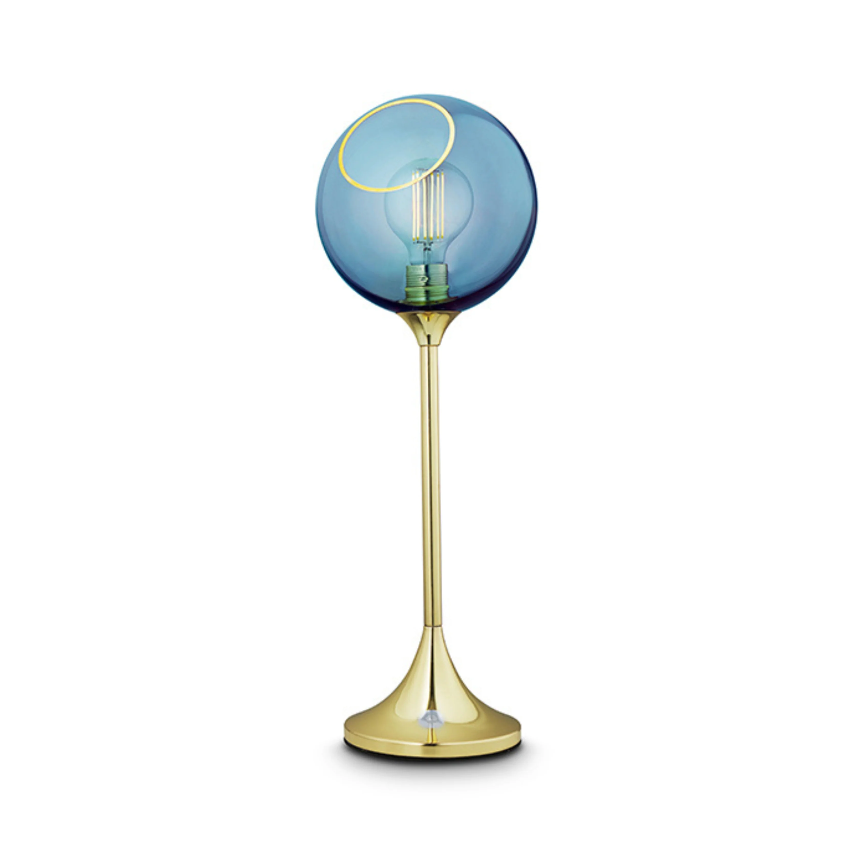 Lampa stołowa BALLROOM błękitny ze złotą podstawą