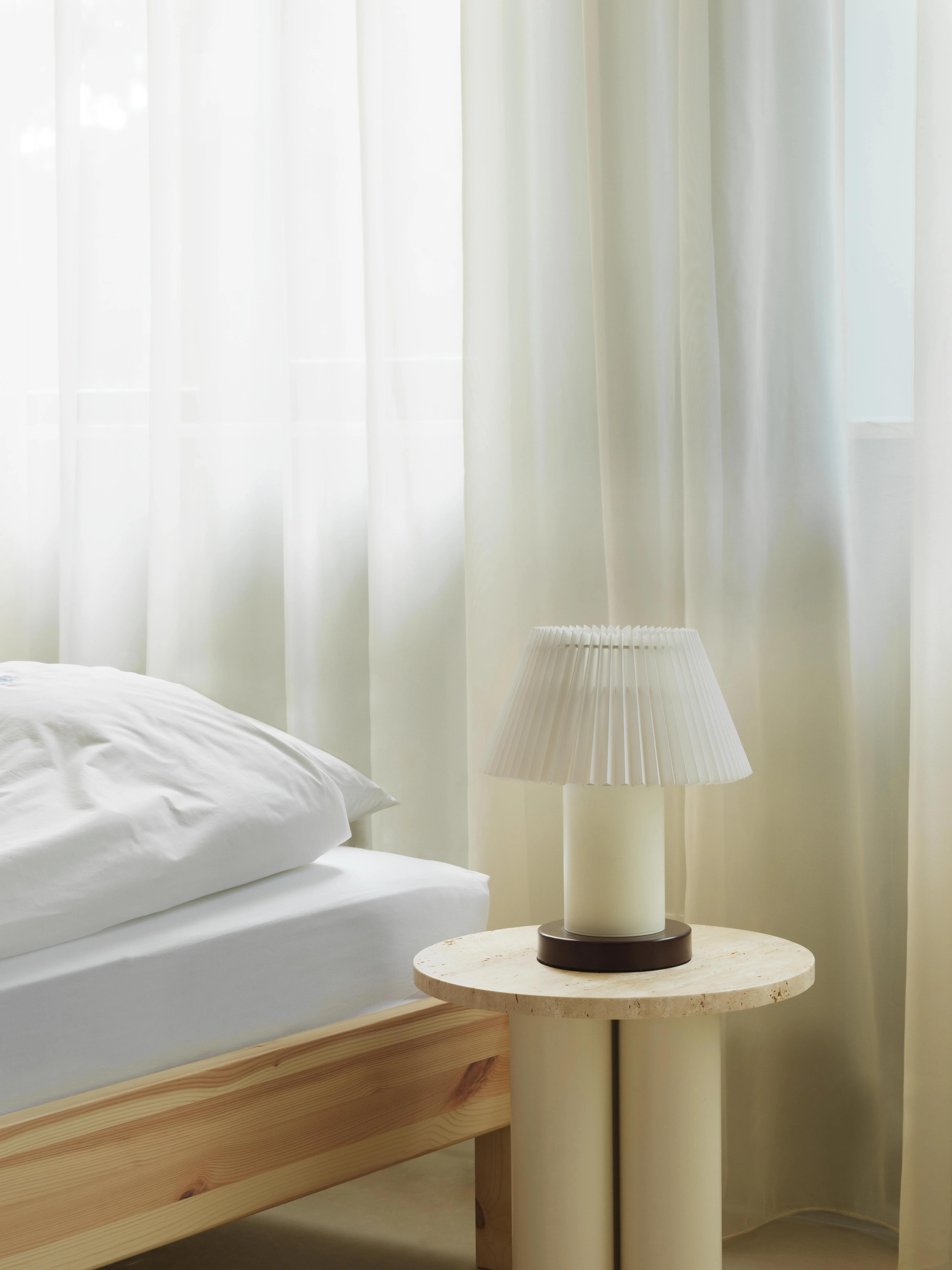 Lampa stołowa CELLU biały z brązową podstawą - Image 6