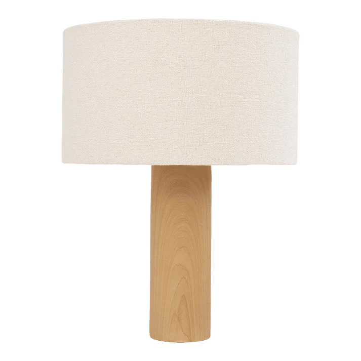 Lampa stołowa ELYN ceramika imitująca drewno z abażurem bouclé - Image 3