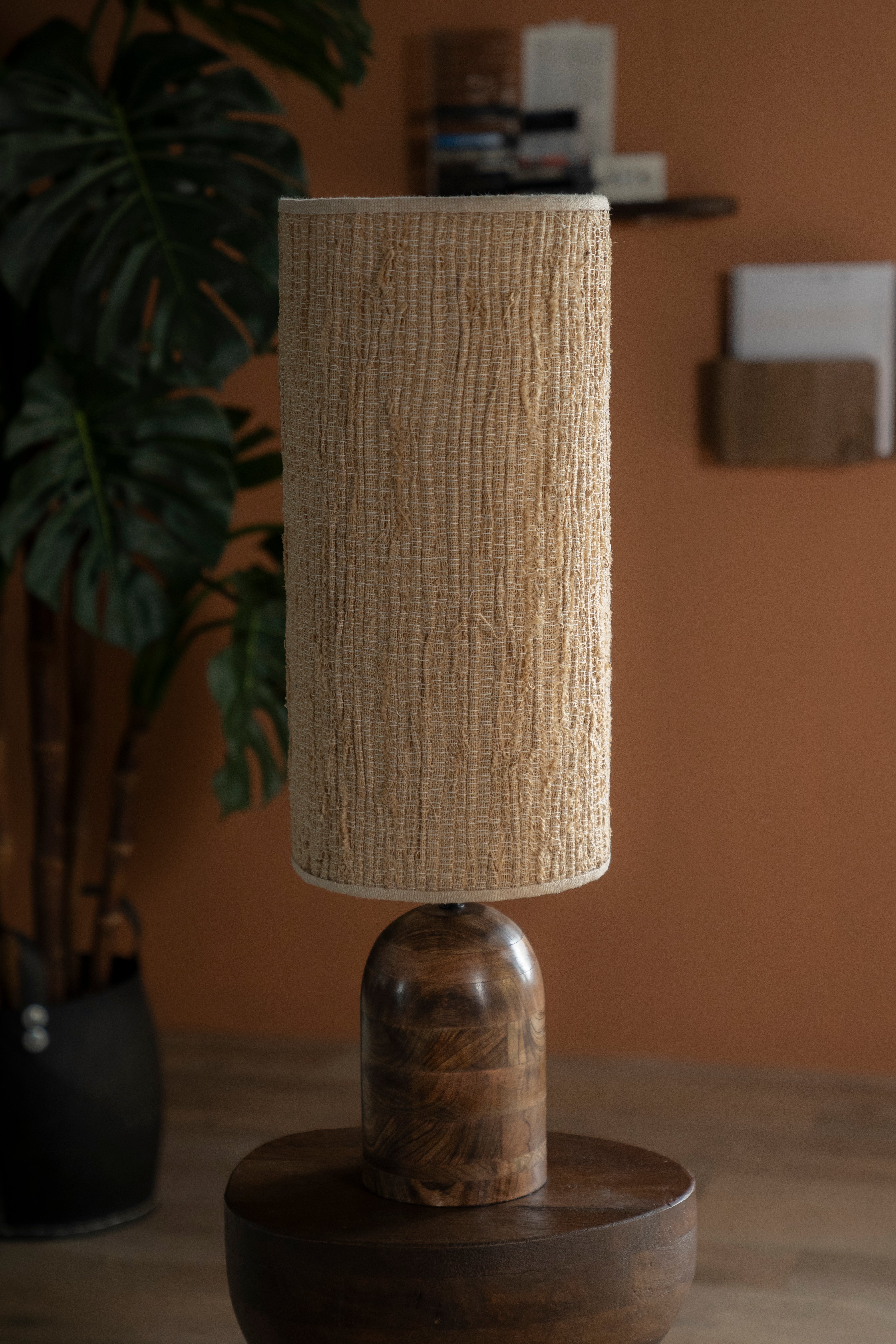 Lampa stołowa GADJA juta z drewnianą podstawą - Image 2