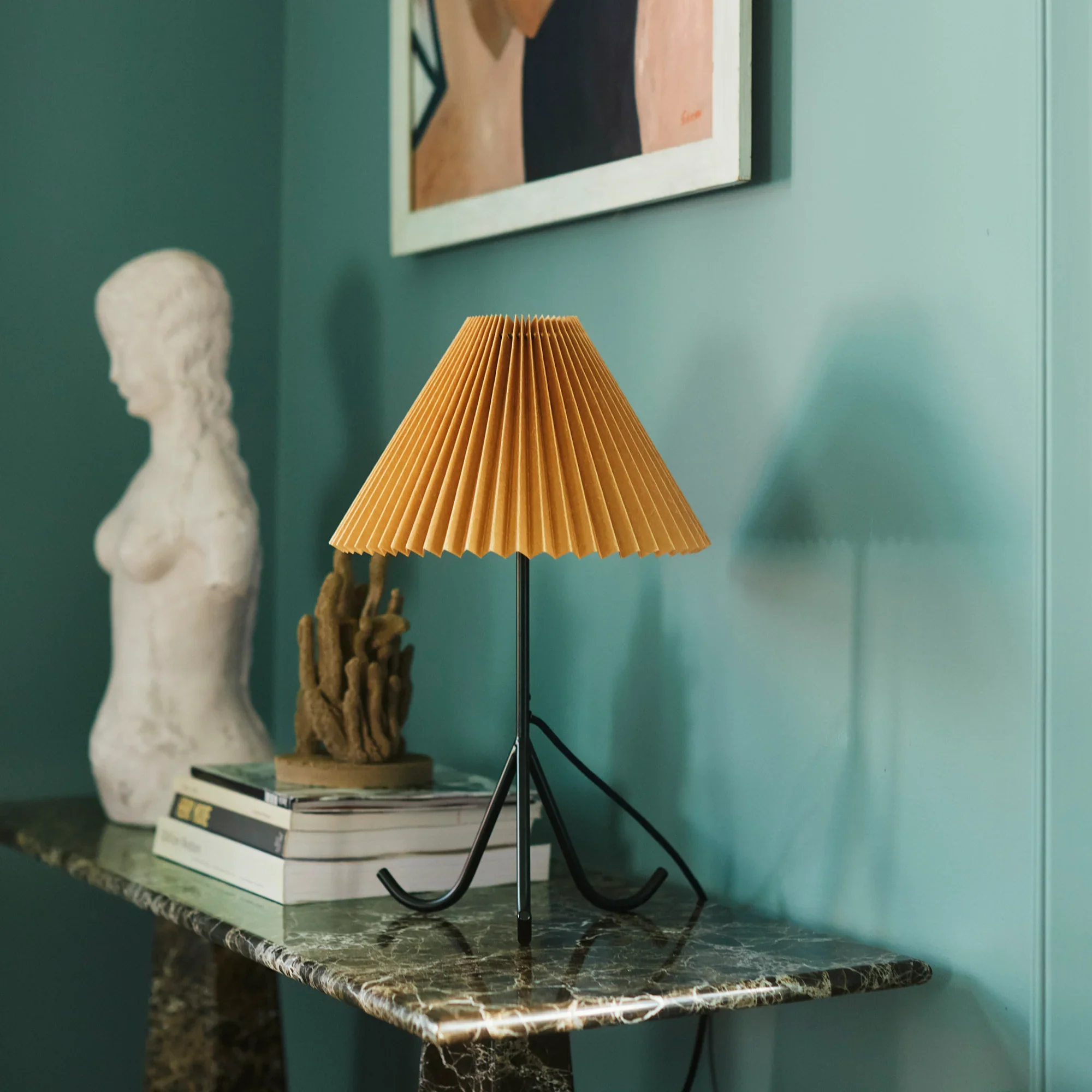 Lampa stołowa GERALDINE ochra z czarną podstawą - Image 7