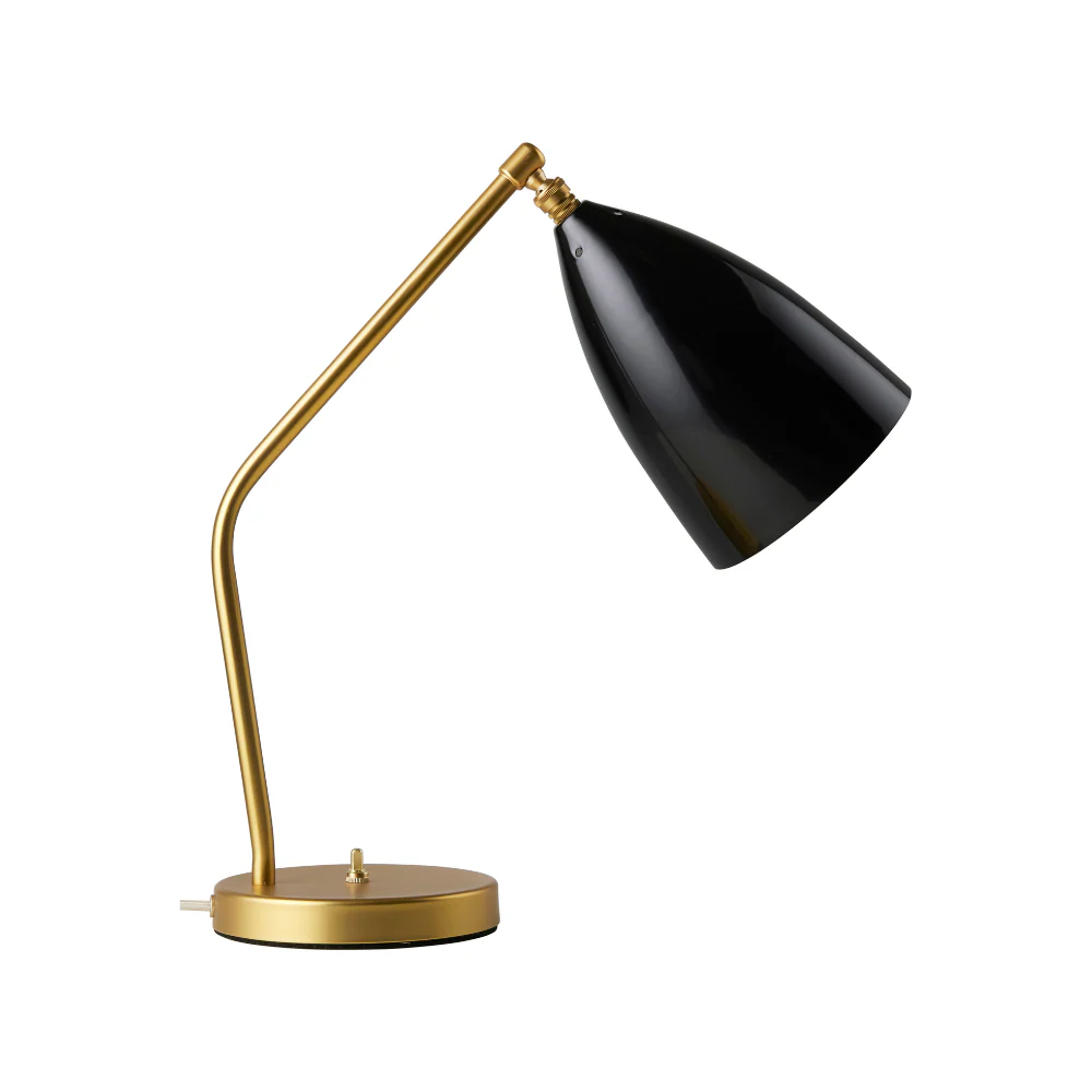 Lampa stołowa GRÄSHOPPA czarny błyszczący klosz ze złotą podstawą