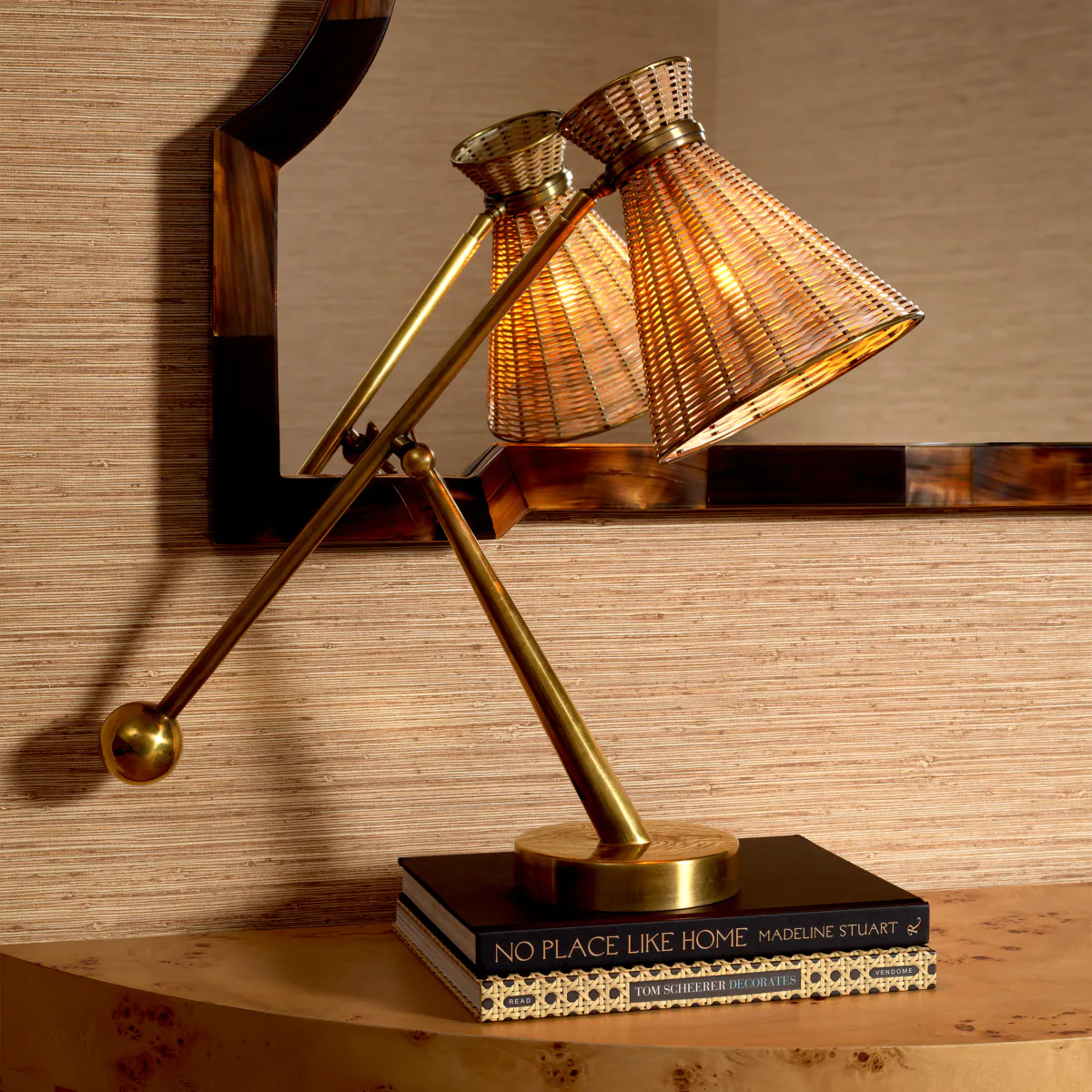 Lampa stołowa KON TIKI rattan z antycznym złotym - Image 2