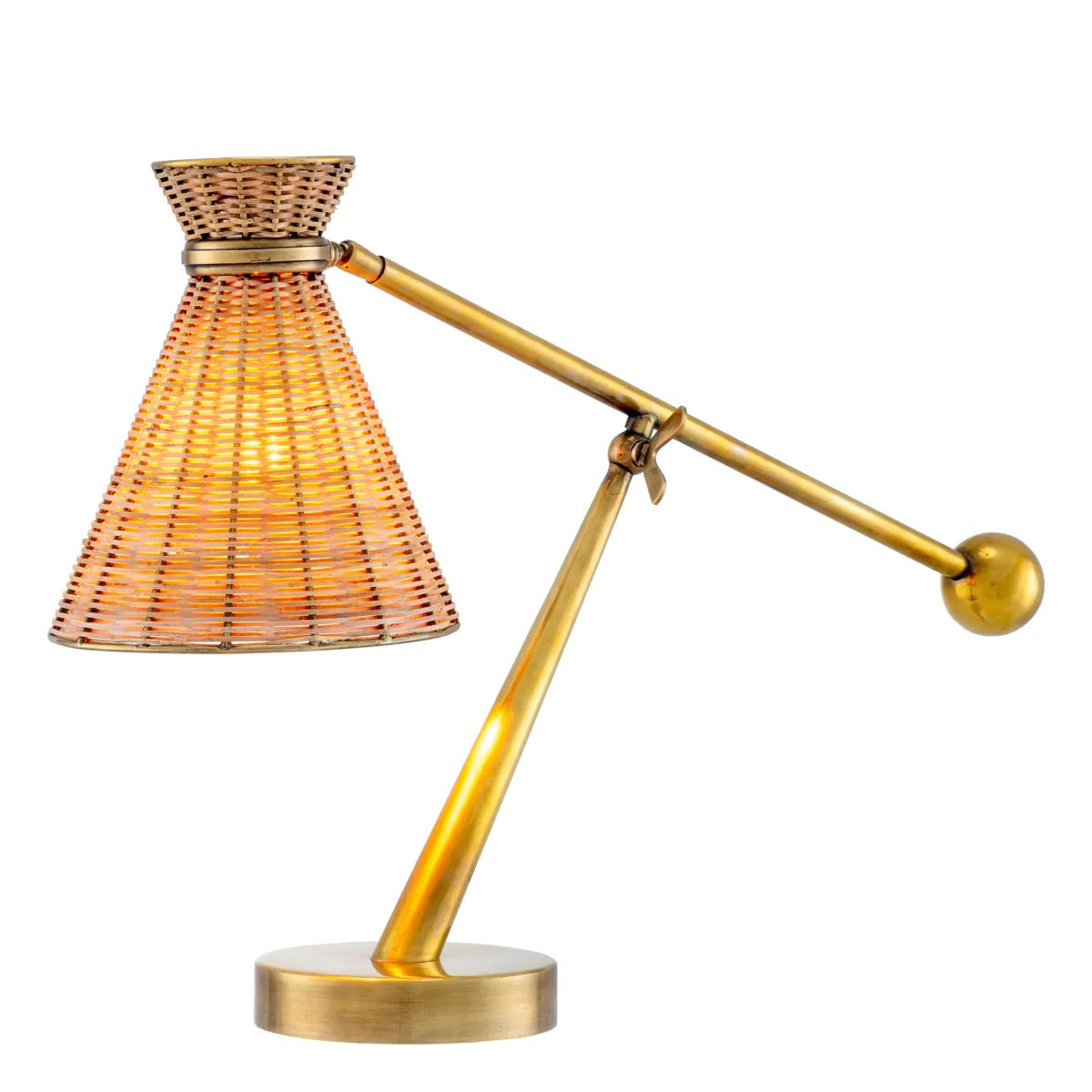 Lampa stołowa KON TIKI rattan z antycznym złotym - Image 4