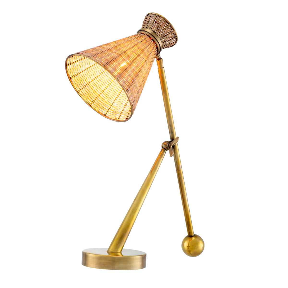 Lampa stołowa KON TIKI rattan z antycznym złotym - Image 5