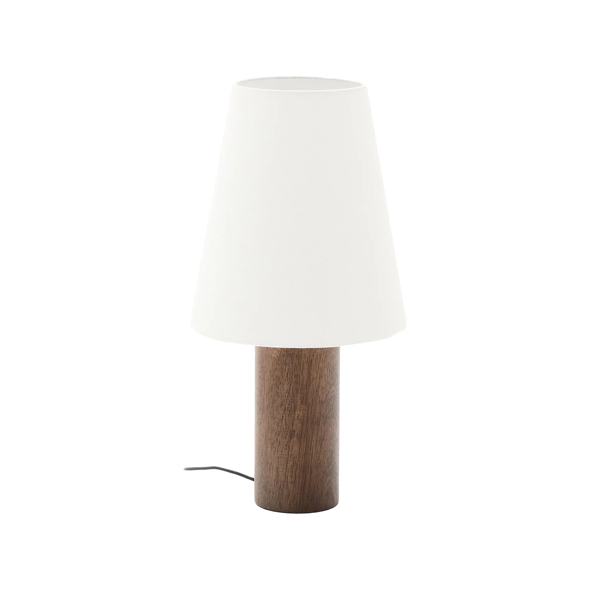 Lampa stołowa MARGA ciemne drewno kauczukowe z białym kloszem
