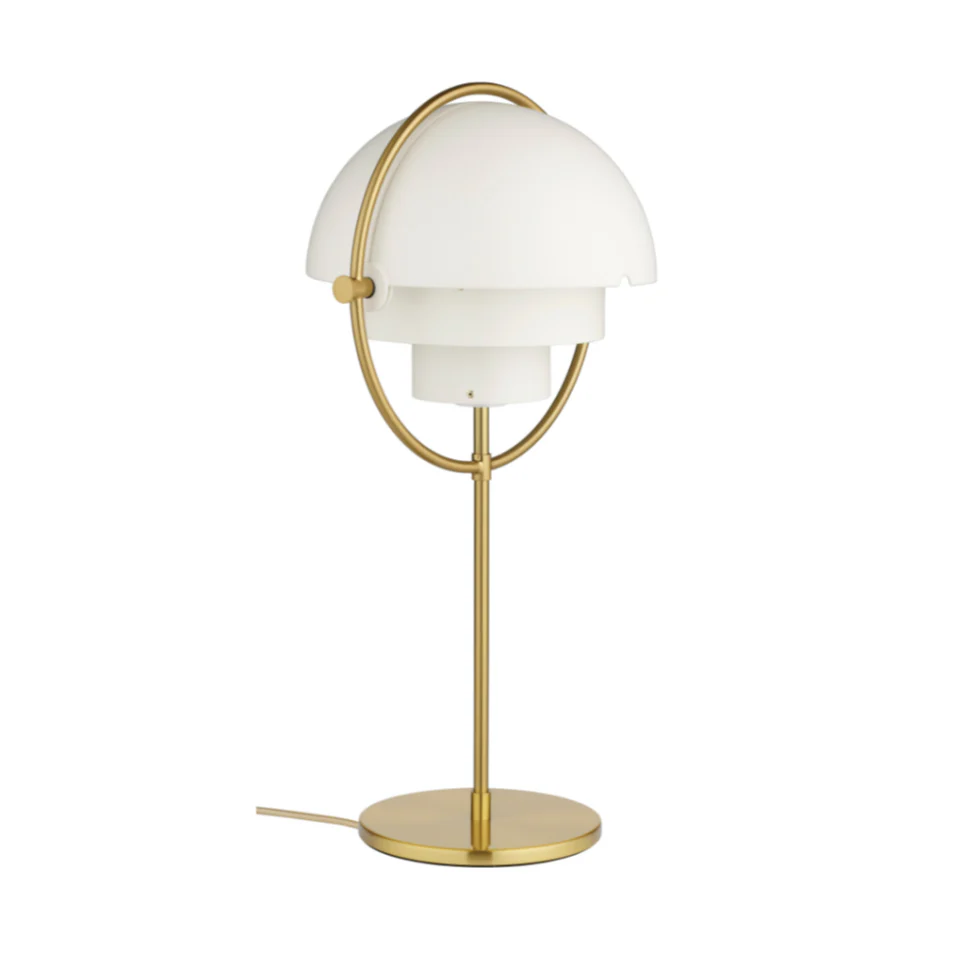 Lampa stołowa MULTI-LITE mosiężna podstawa z białym kloszem