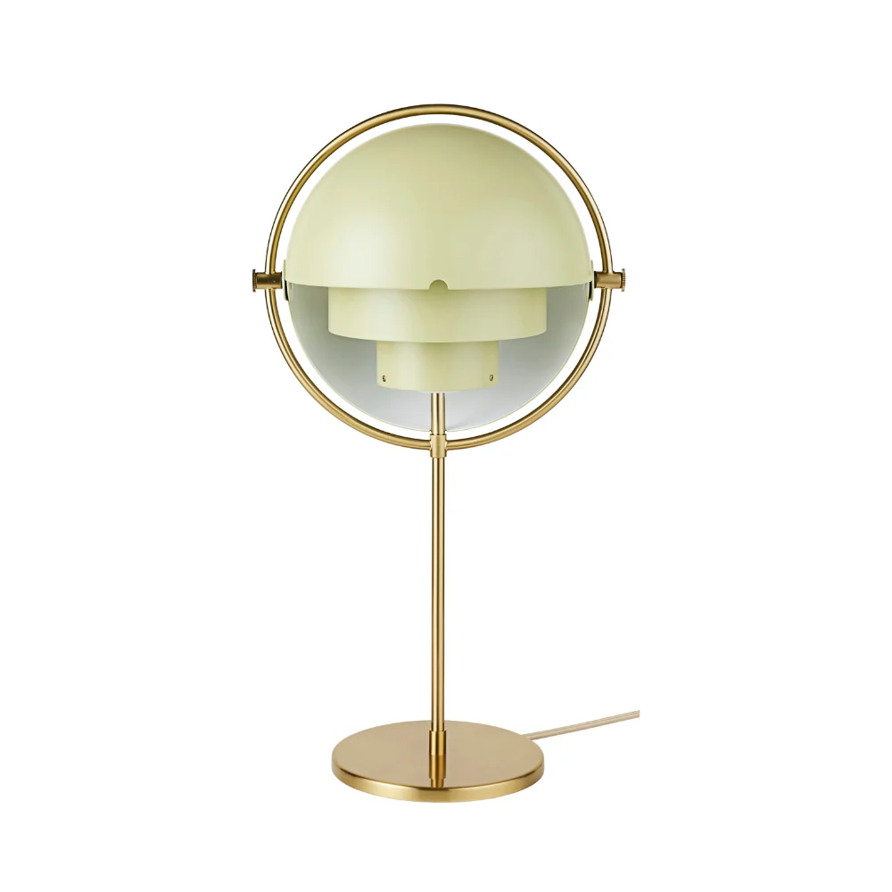Lampa stołowa MULTI-LITE jasnozielony z mosiężną podstawą