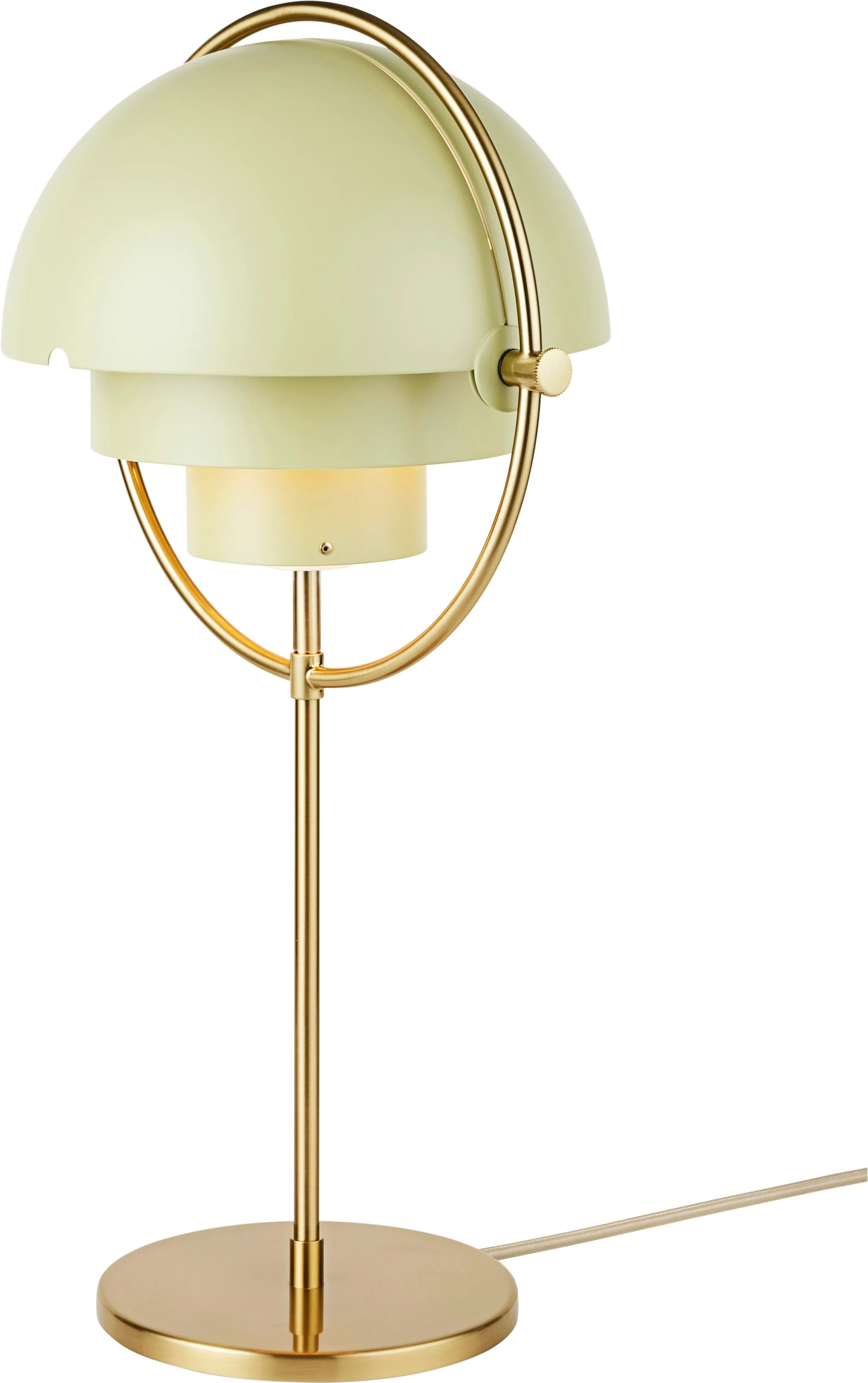 Lampa stołowa MULTI-LITE jasnozielony z mosiężną podstawą - Image 3