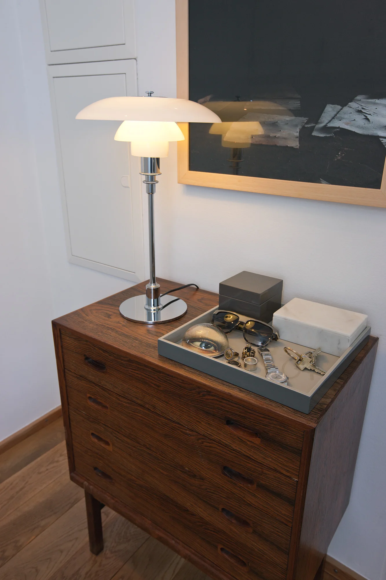 Lampa stołowa PH 3/2 biały z chromowaną podstawą - Image 5