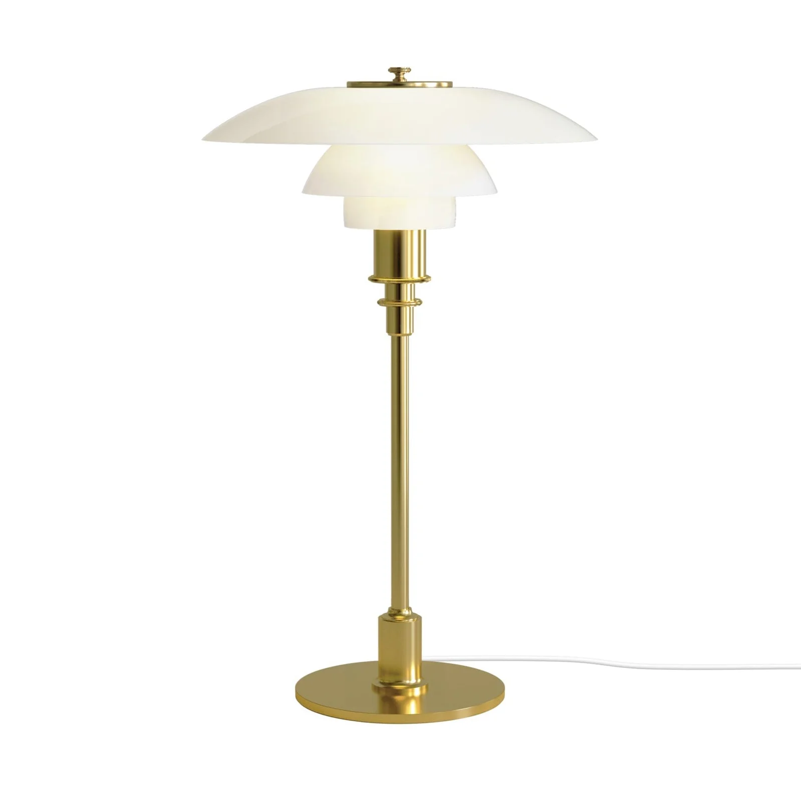 Lampa stołowa PH 3/2 biały z mosiężną podstawą