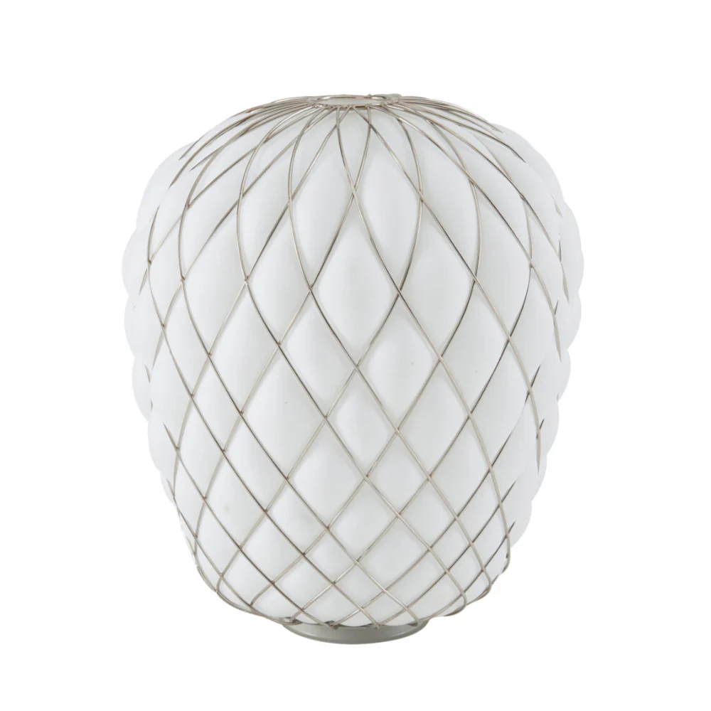 Lampa stołowa PINECONE chromowany z białym szkłem dmuchanym