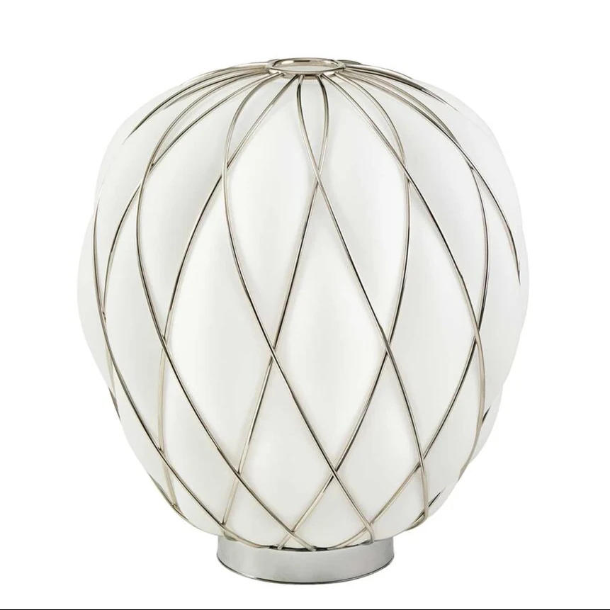 Lampa stołowa PINECONE chromowany z białym szkłem dmuchanym - Image 3