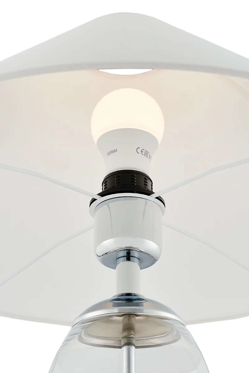 Lampa stołowa REA biały z transparentną podstawą i srebrny wykończeniem - Image 5