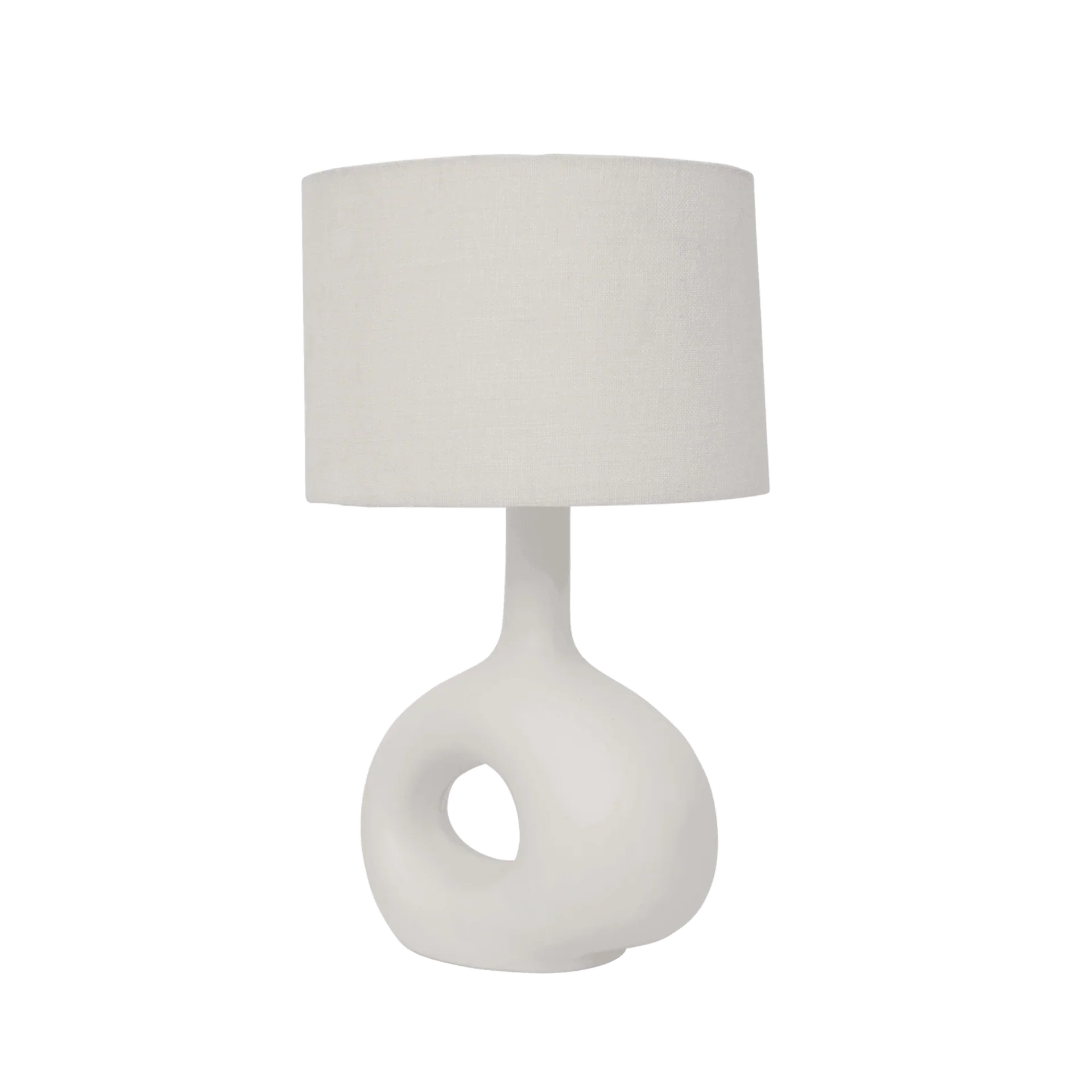 Lampa stołowa SOFT ORGANIC lniany klosz z ceramiczną podstawą - Image 3