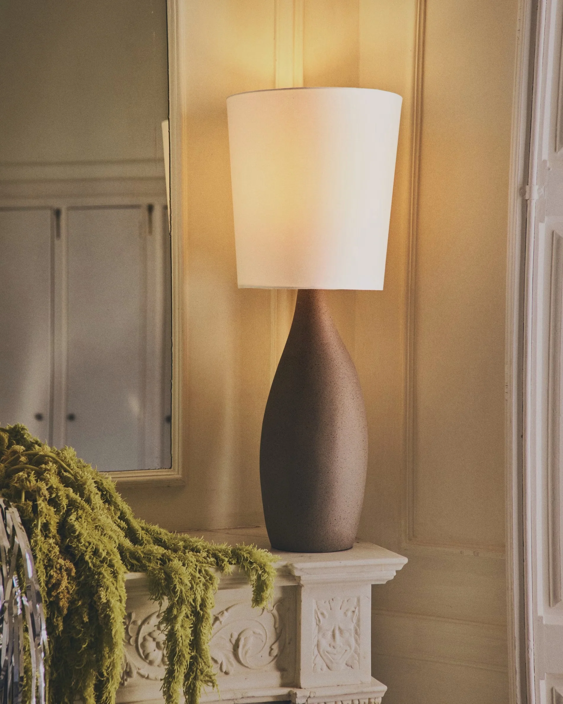 Lampa stołowa VIONA jasnoszary z bawełnianym kloszem - Image 5