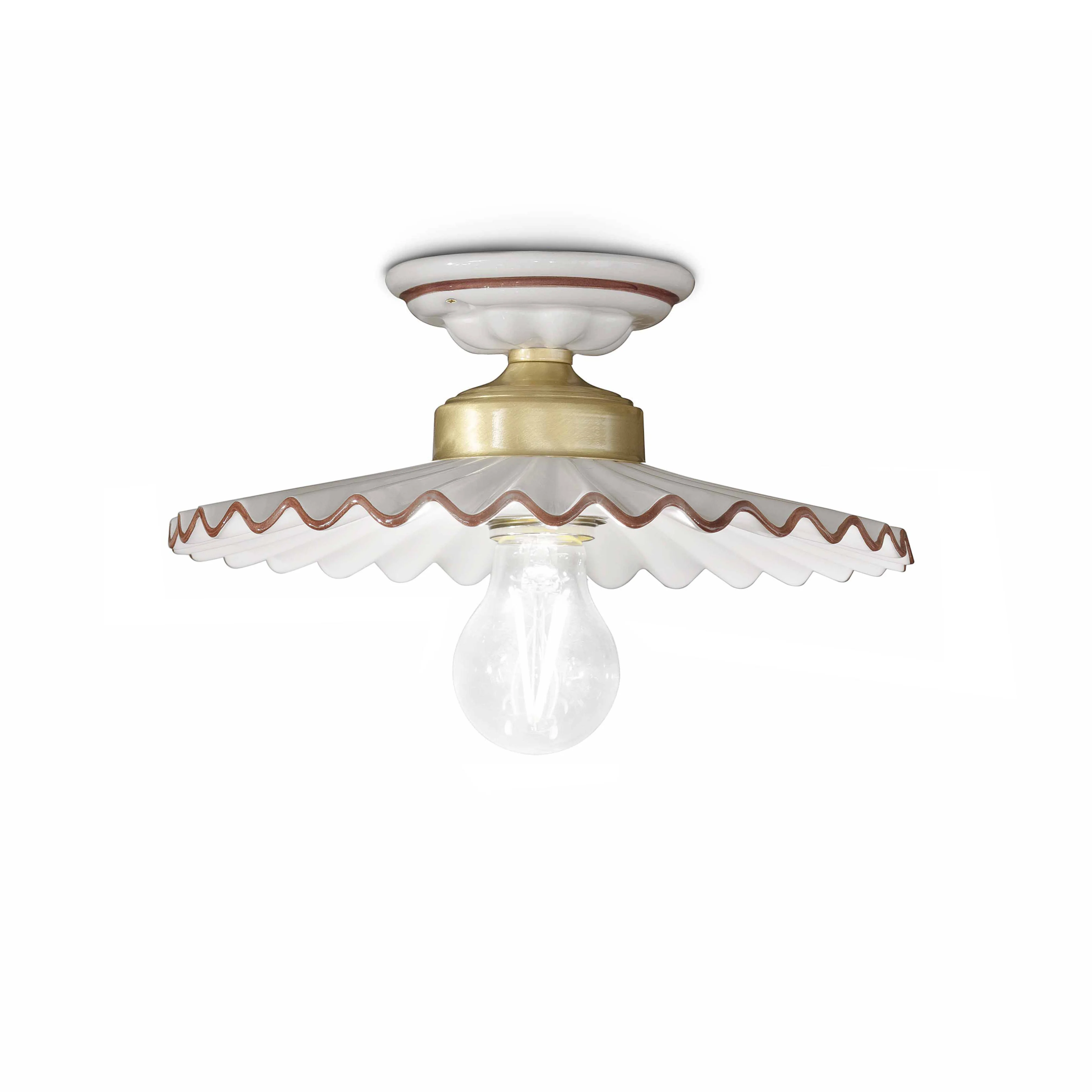 Lampa sufitowa ceramiczna L’AQUILA biały z mokka i mosiężnym wykończeniem